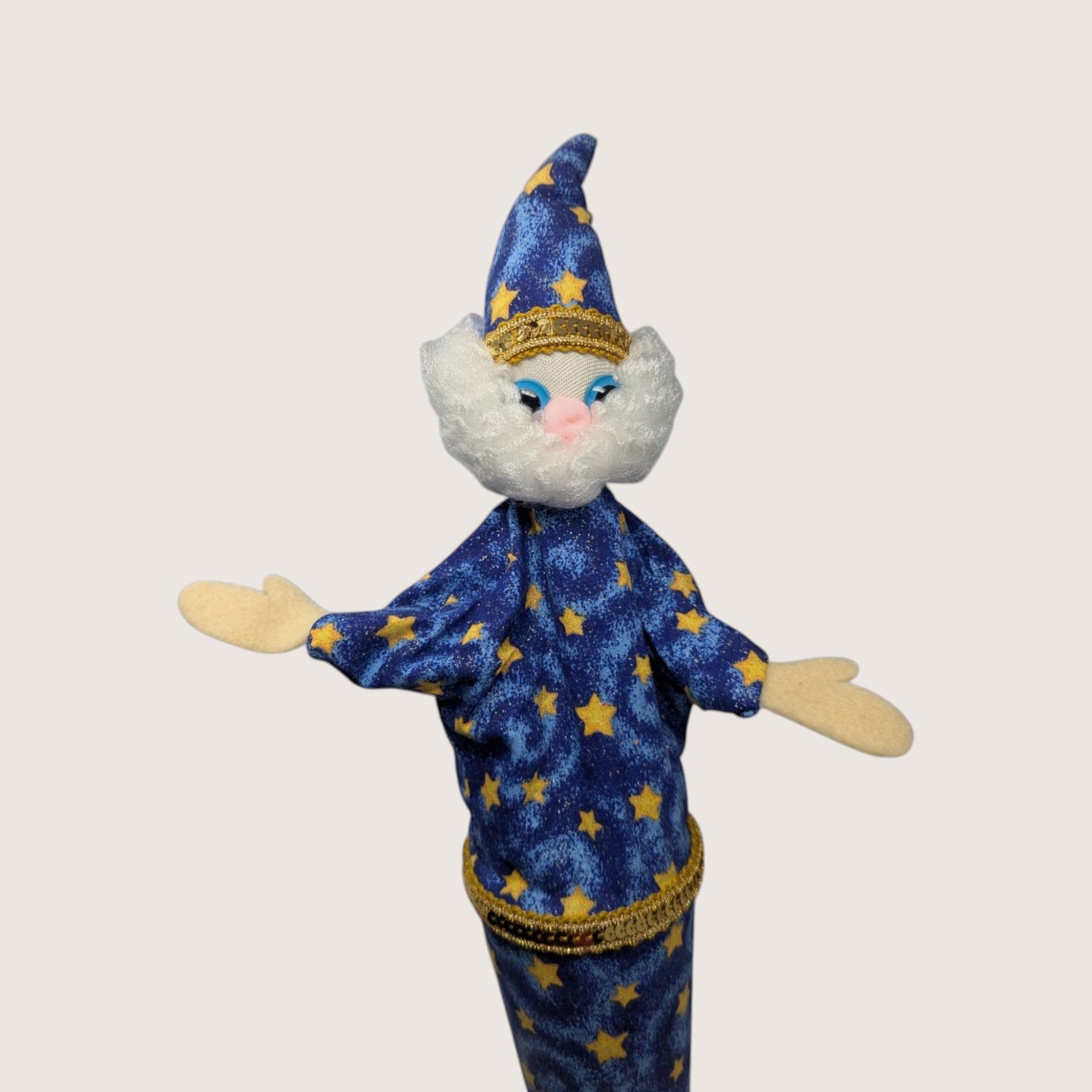 1970s Handmade Cloth Wizard Puppet Vintage Folk Art