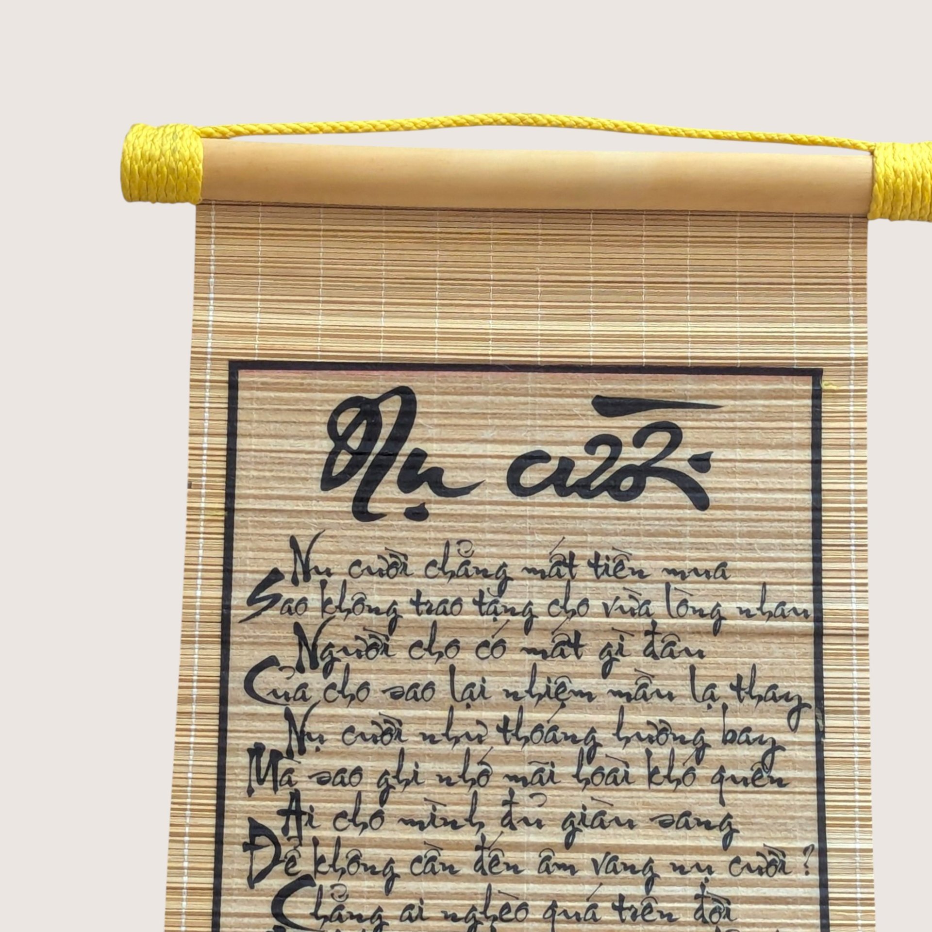 Vintage Vietnamese Bamboo Scroll Set Calligraphy Wall Art
