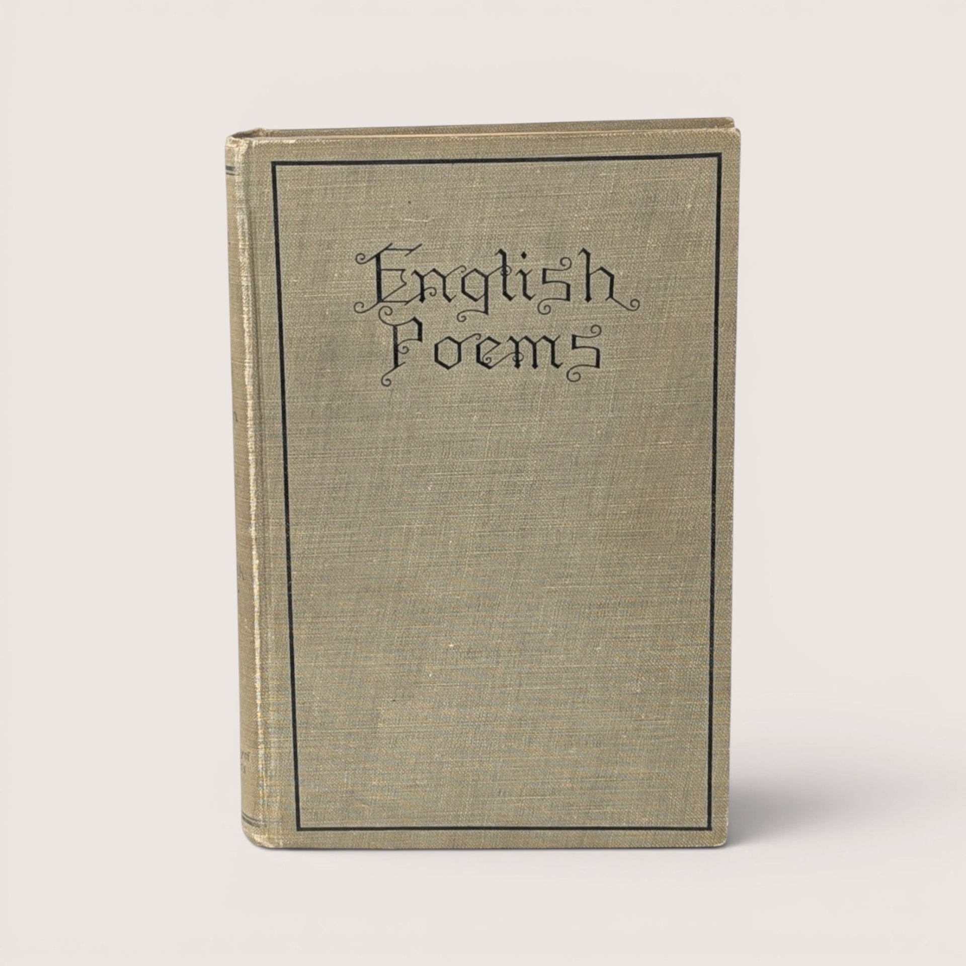 1907 English Poems hardcover book with grey cloth cover and decorative black border.