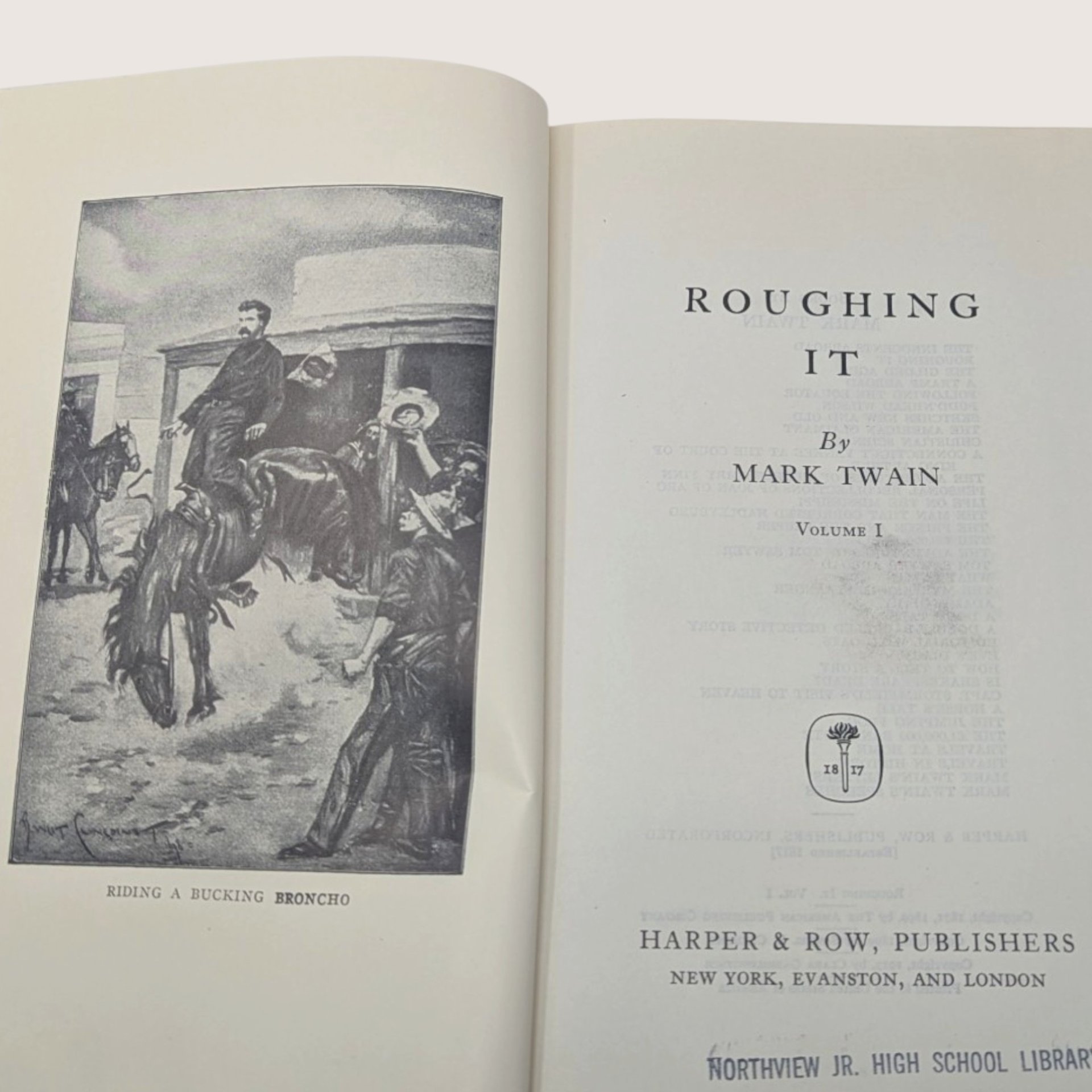 Antique Harper And Row Mark Twain Roughing It Hardcover Book
