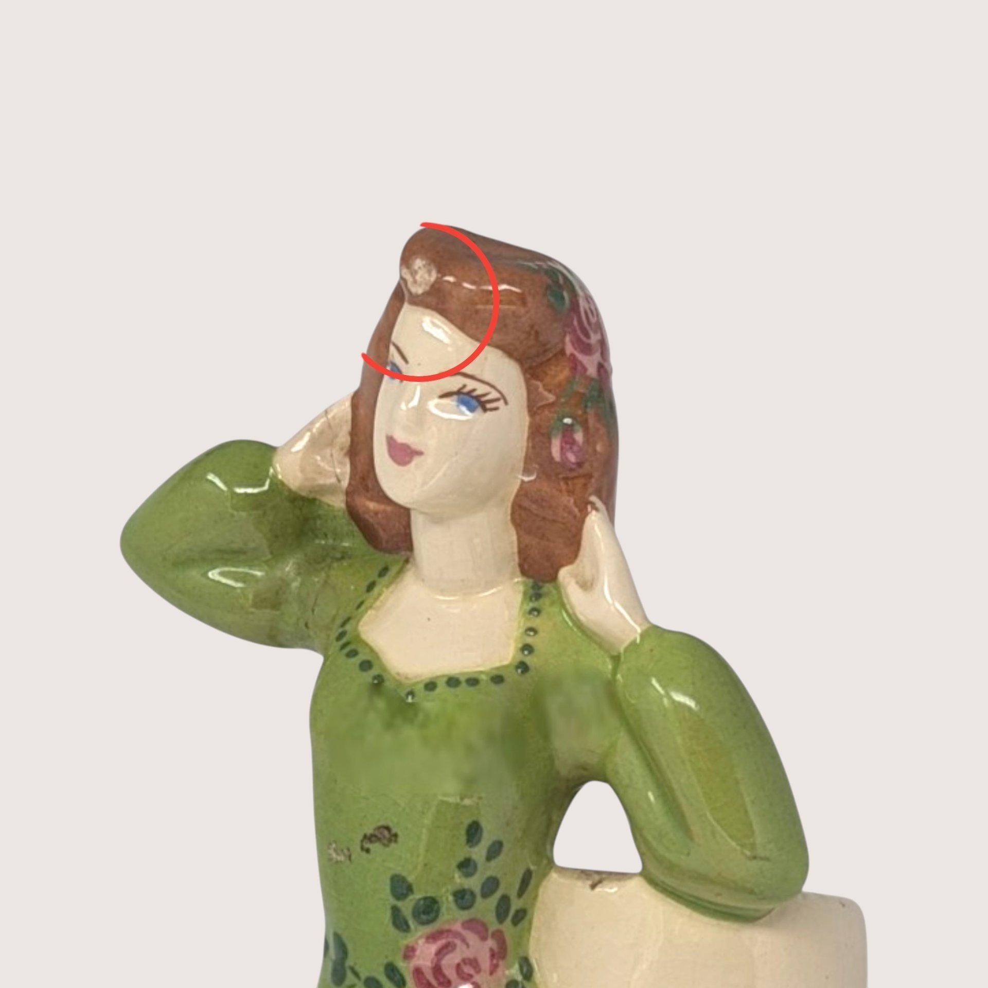 Vintage Handmade Ceramic Female Figural Vase 