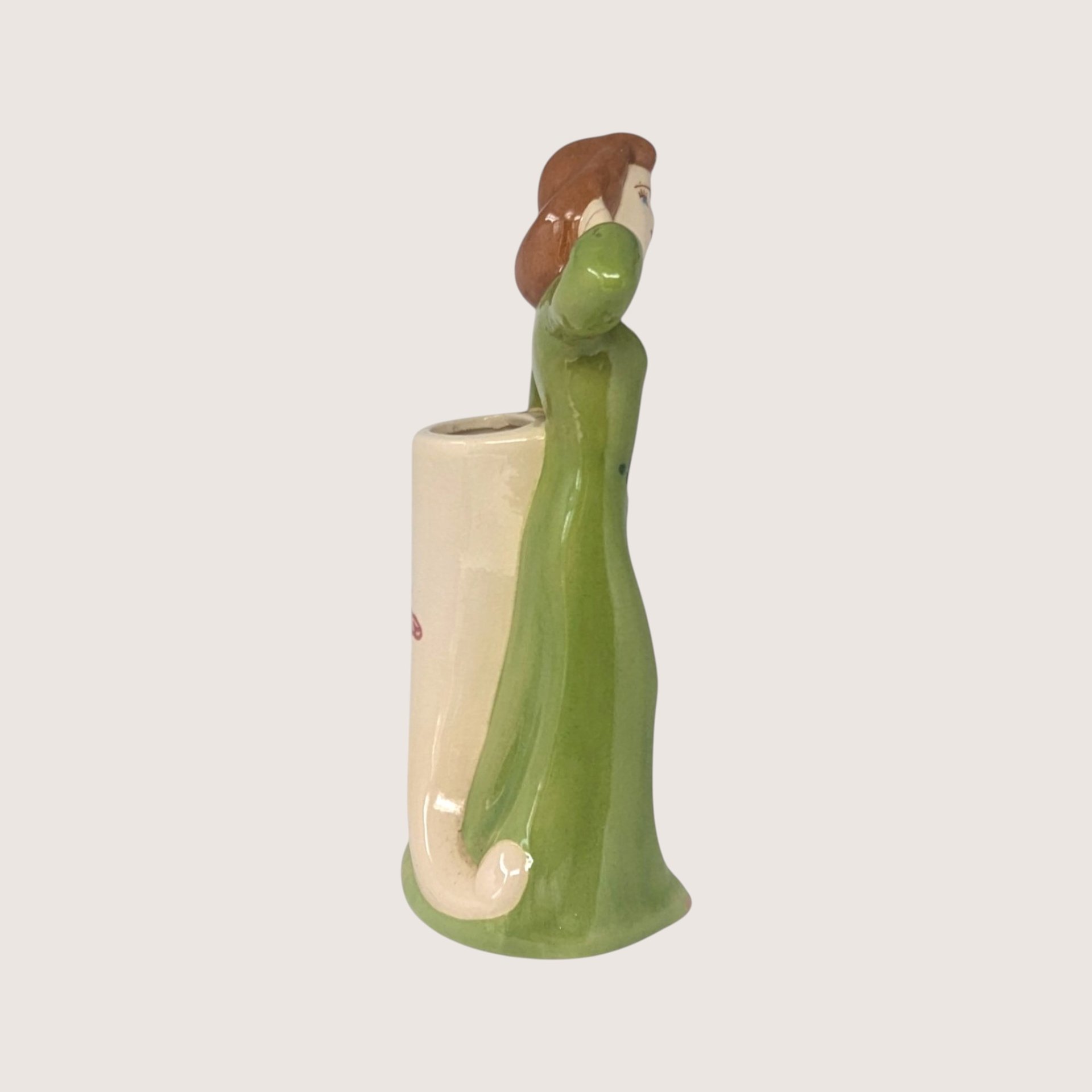 Vintage Handmade Ceramic Female Figural Vase 
