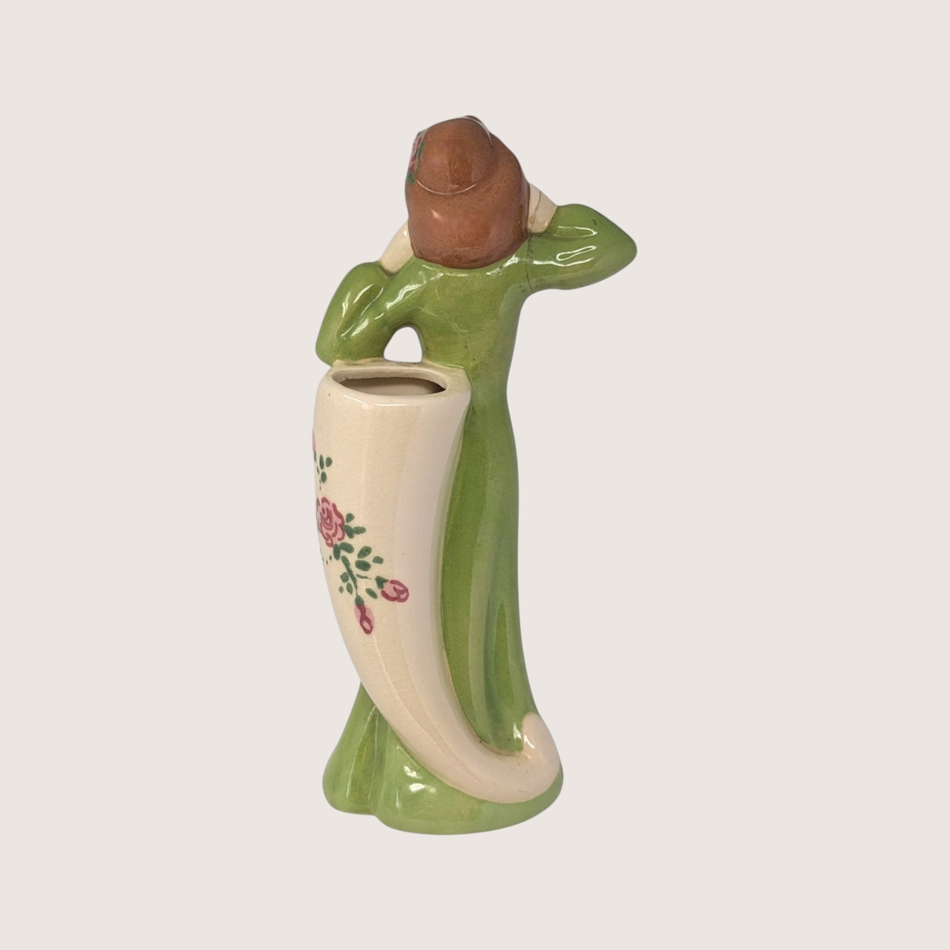 Vintage Handmade Ceramic Female Figural Vase 