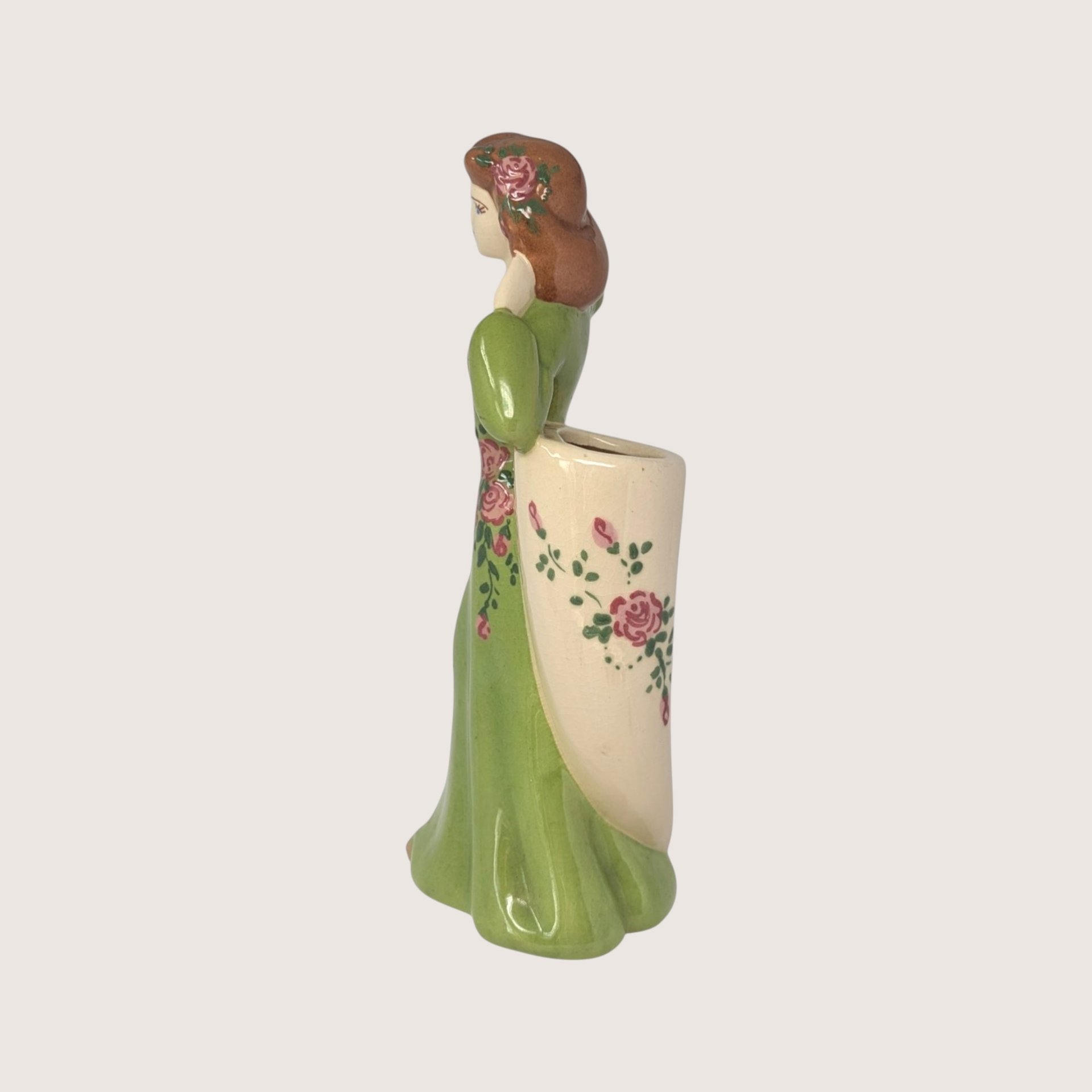 Vintage Handmade Ceramic Female Figural Vase 