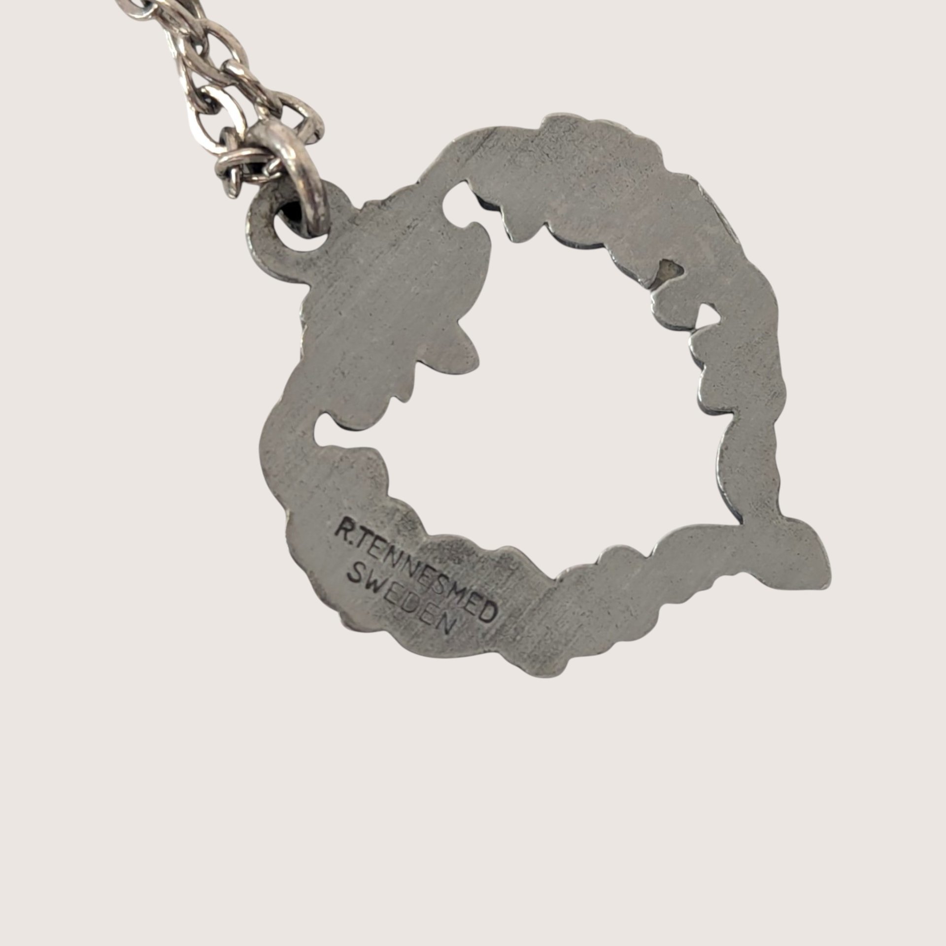 Vintage Silver Tone R Tennsmed Heart Pendant Necklace