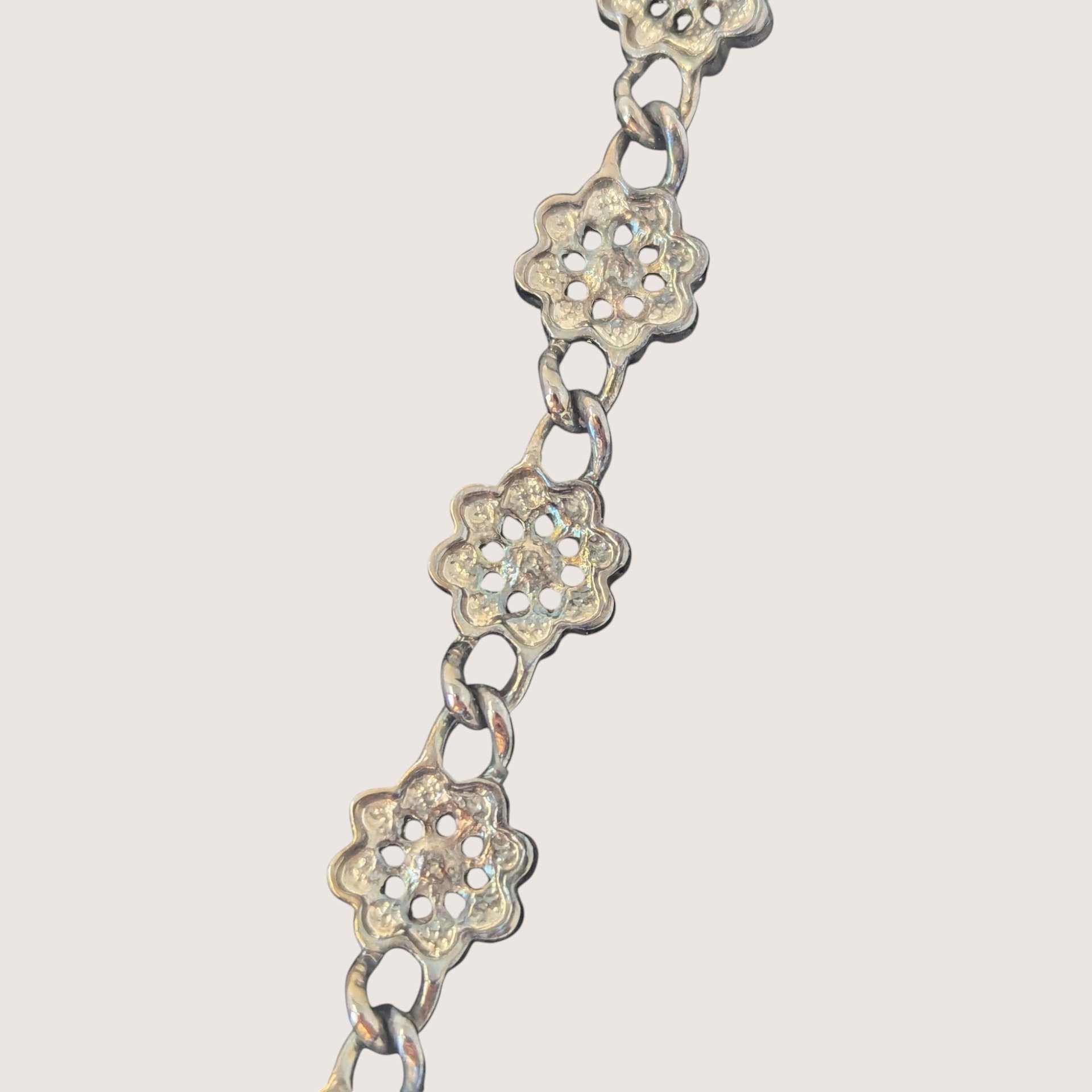 Vintage 2000s Rhinestone Floral Charm Bracelet Heartfelt Collection