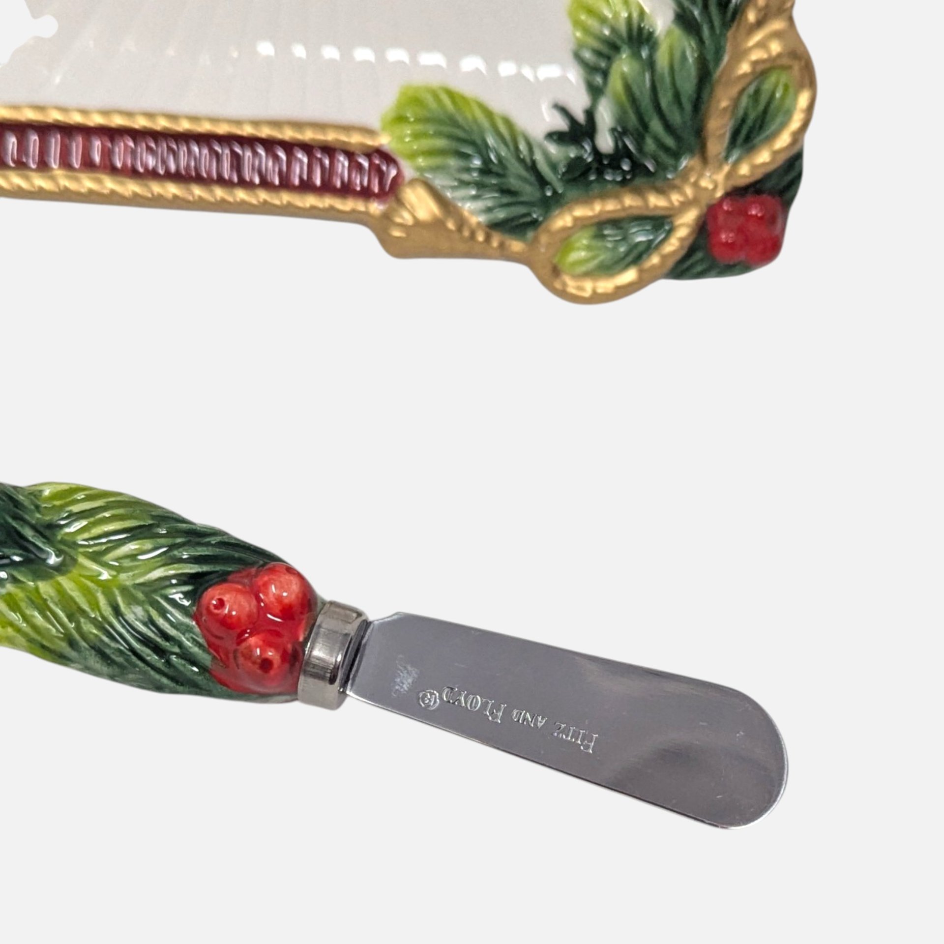 Vintage Fitz And Floyd Happy Holidays Snack Plate and Spreader