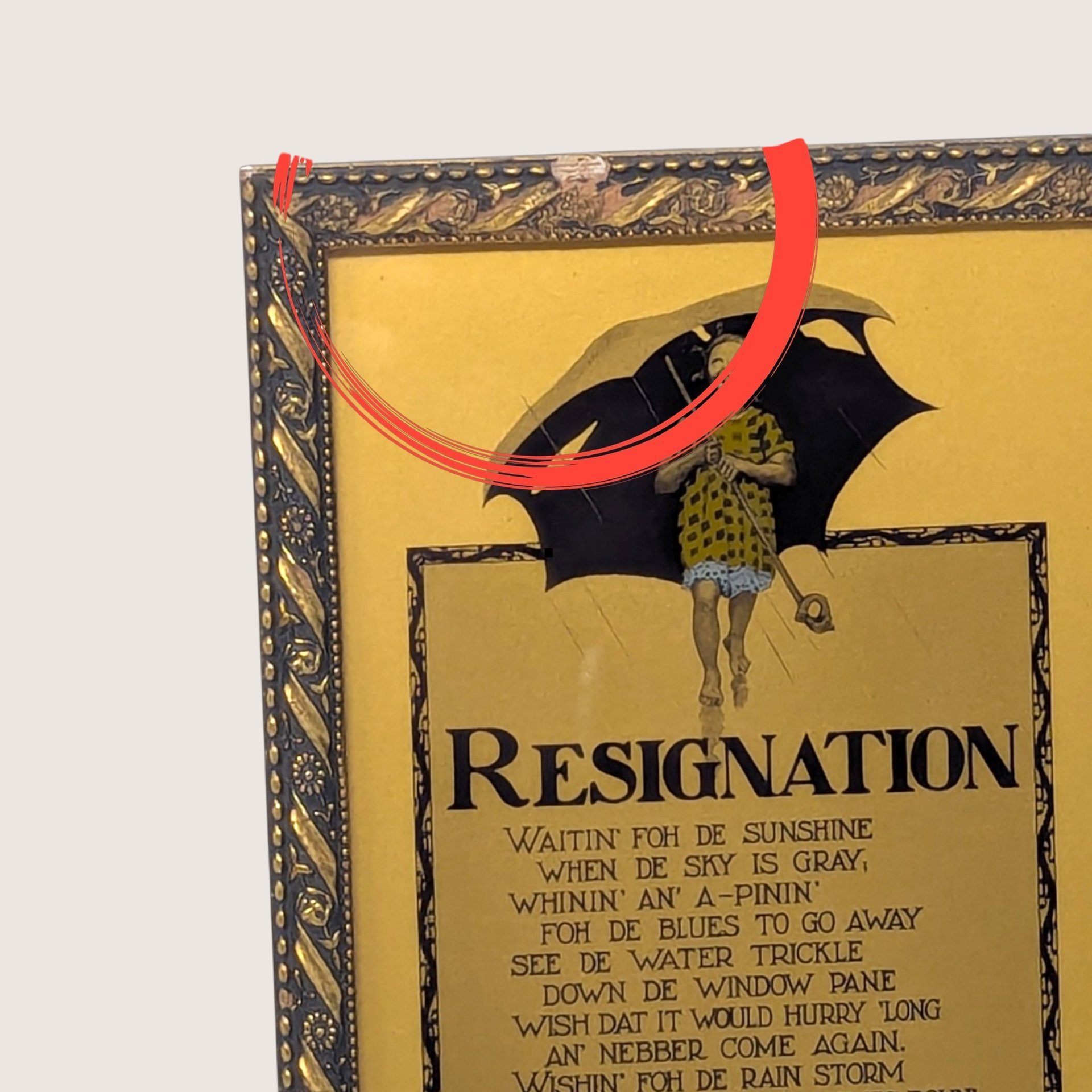 Vintage Resignation Poem Framed Folk Art Print