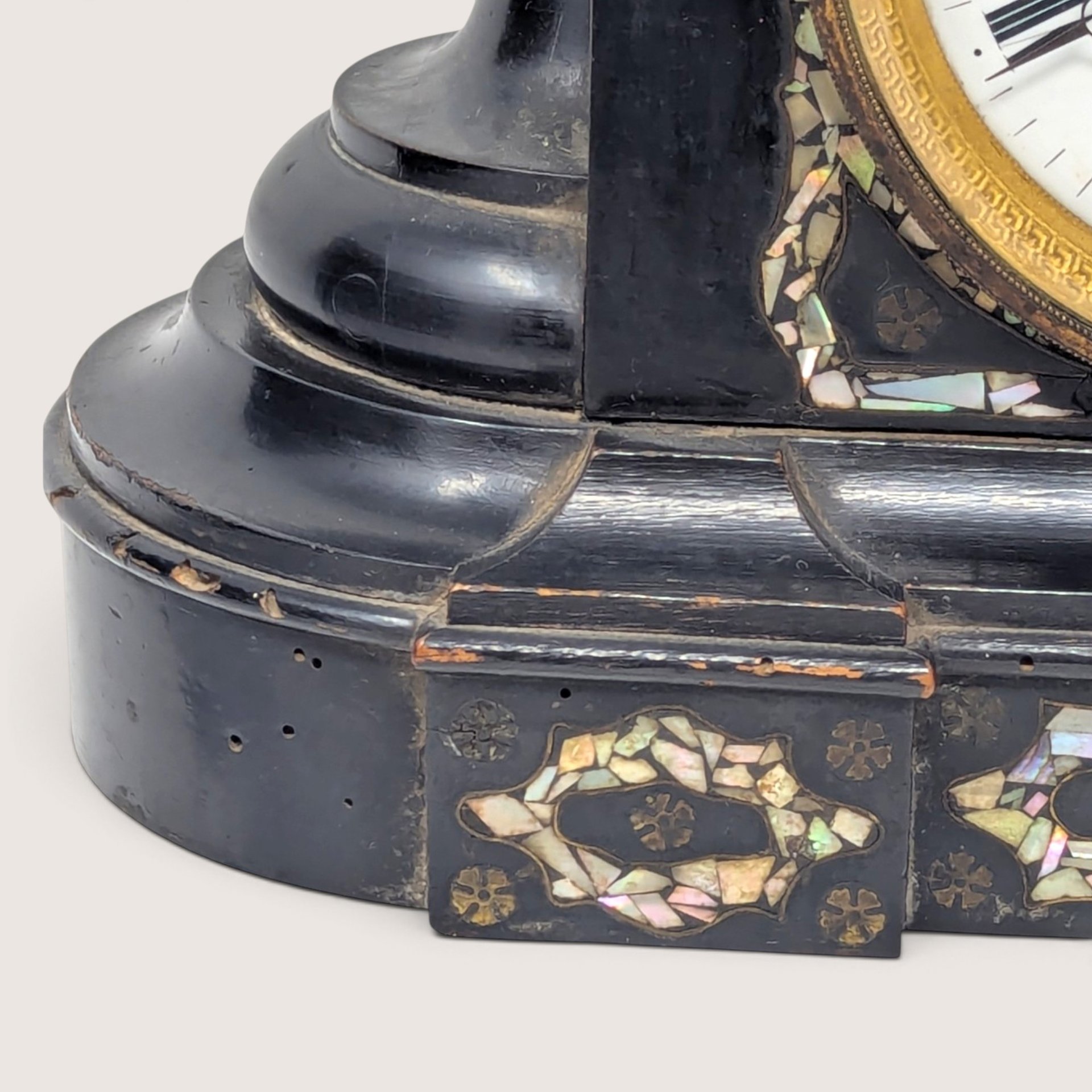 1880s Japy Freres Mother of Pearl Mantel Clock