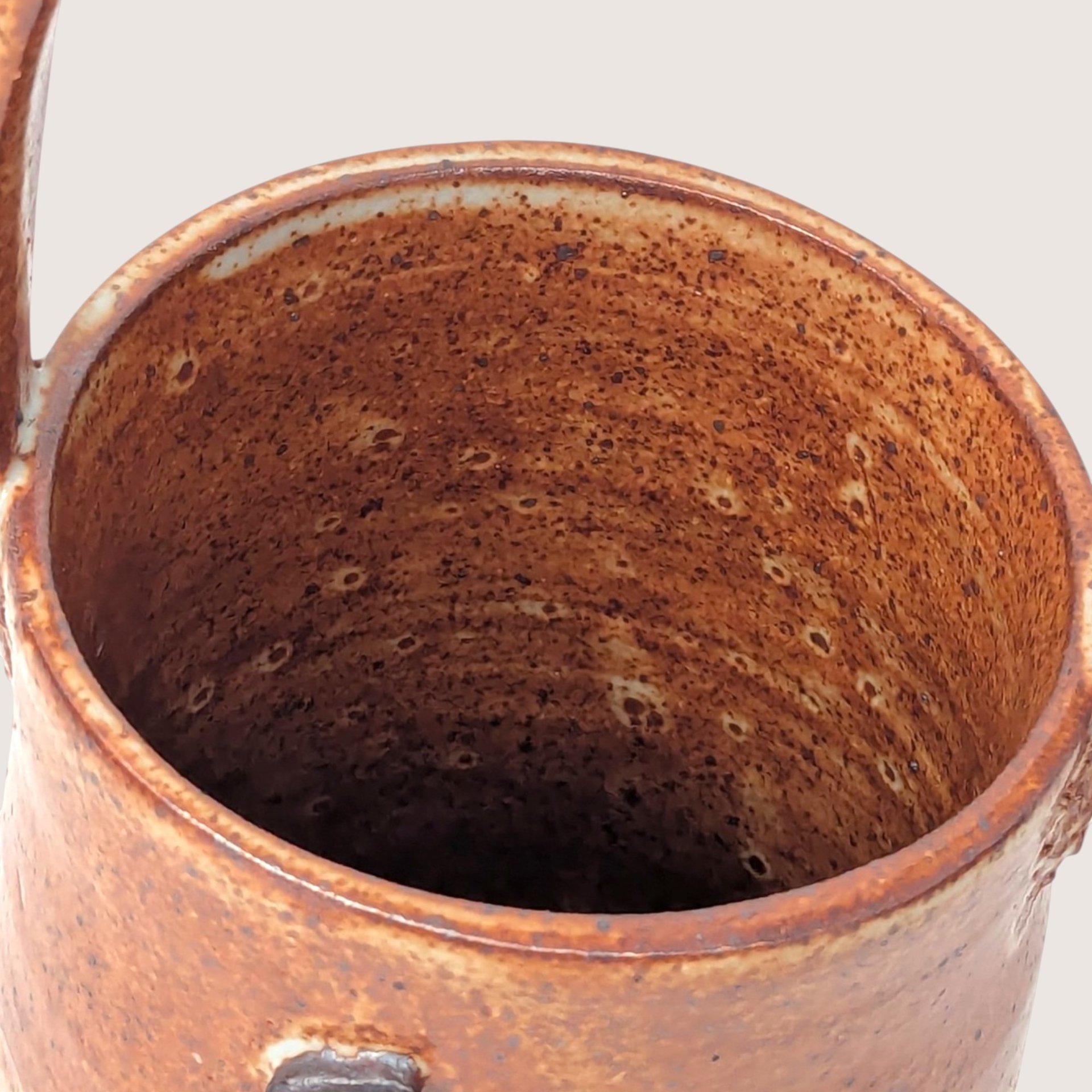 Vintage Handmade Stoneware Pottery Basket with Frog Motif
