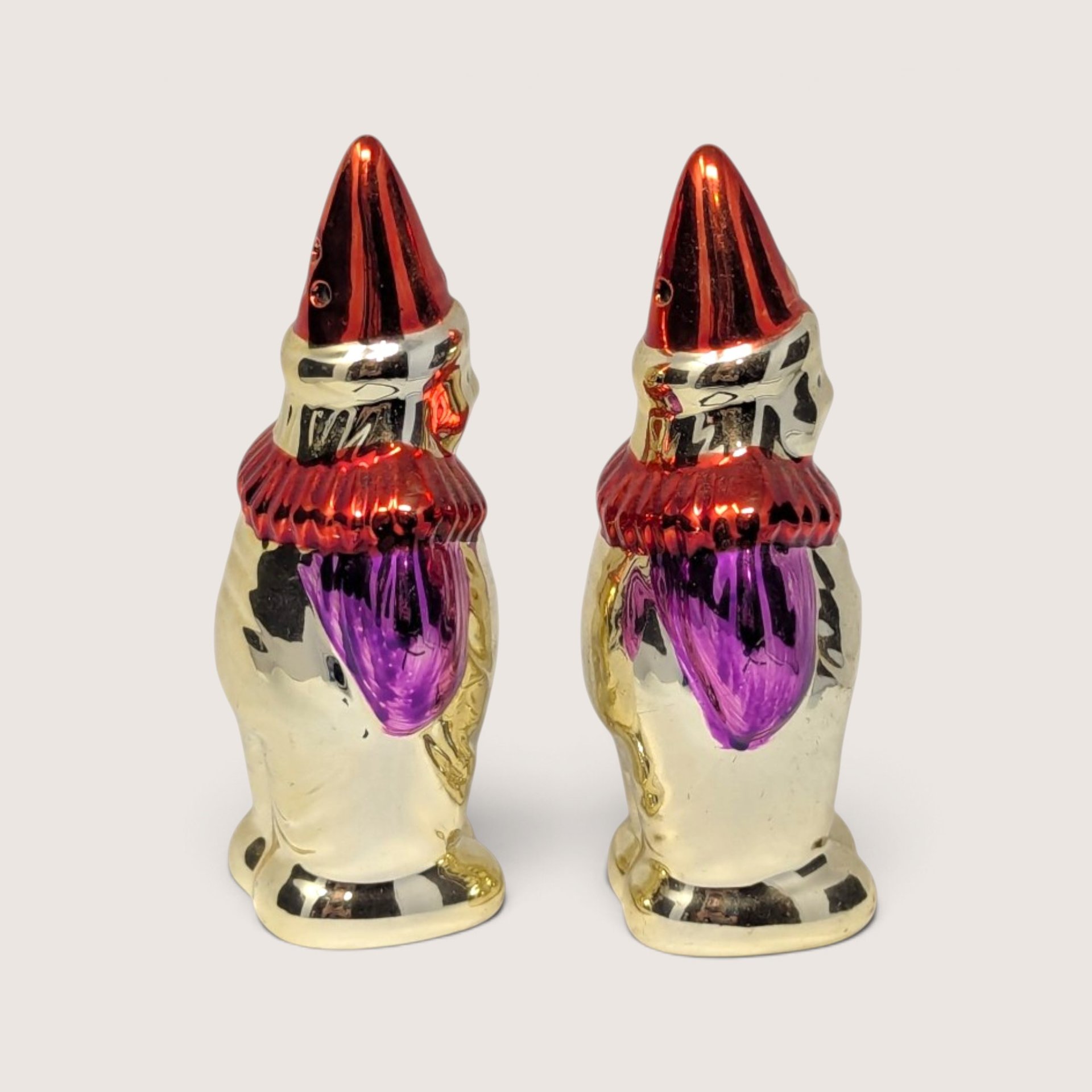 Vintage Metallic Clown Salt and Pepper Shakers