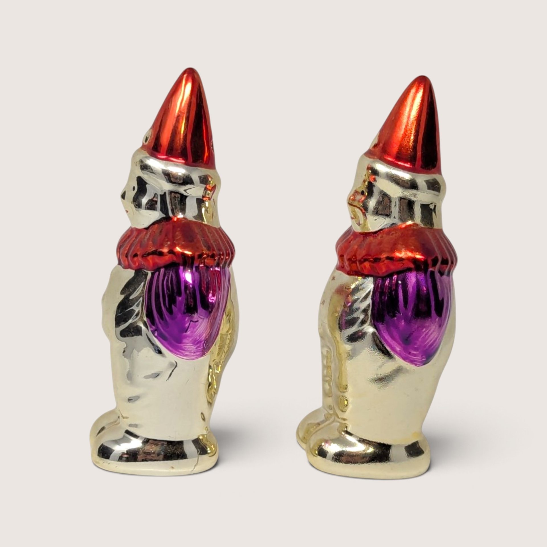 Vintage Metallic Clown Salt and Pepper Shakers