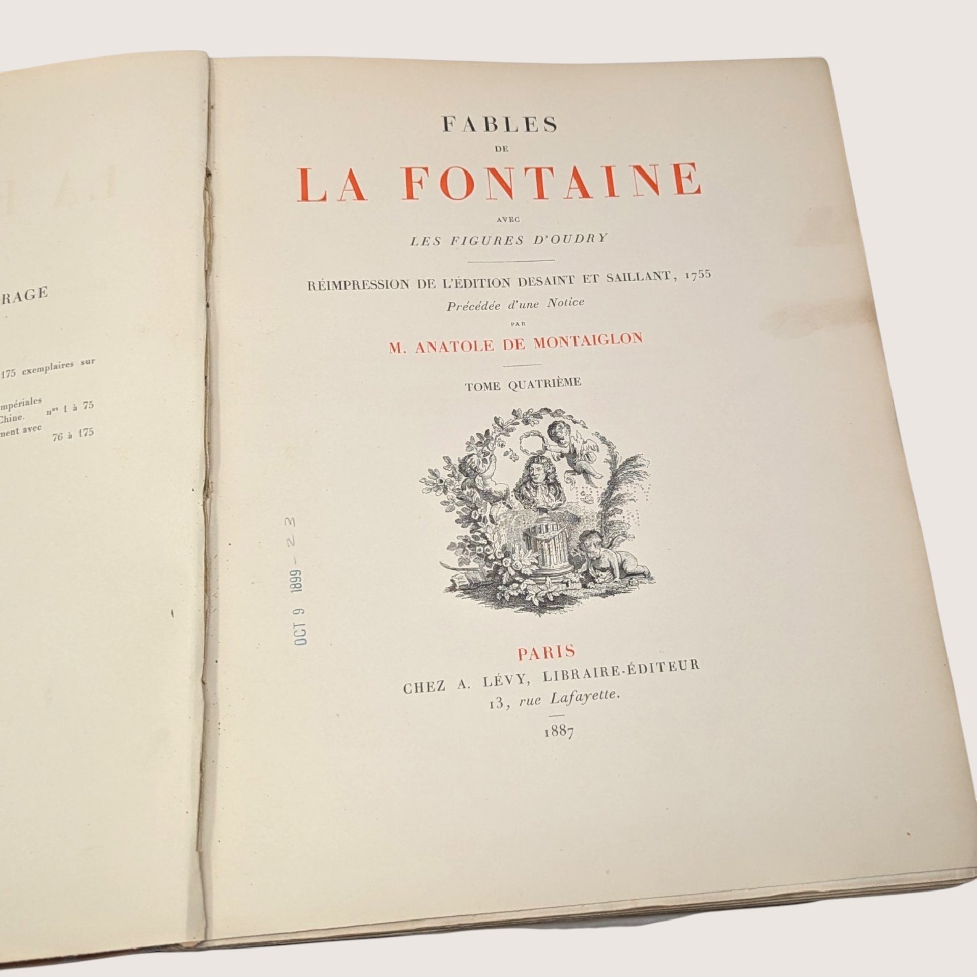1887 Fables de La Fontaine Tome Quatrieme Antique French Book