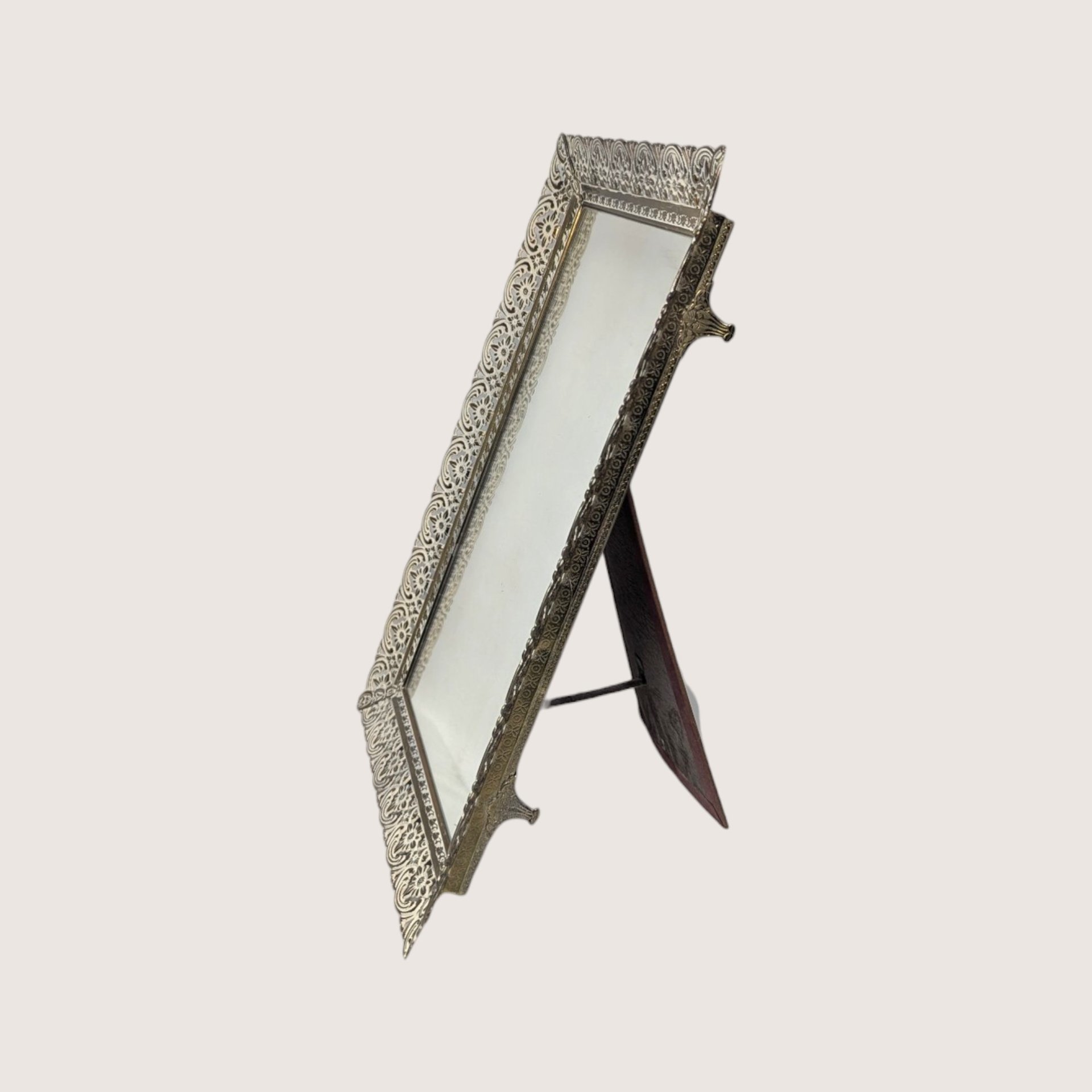 Vintage Metal and Glass Mirrored Vanity Tray