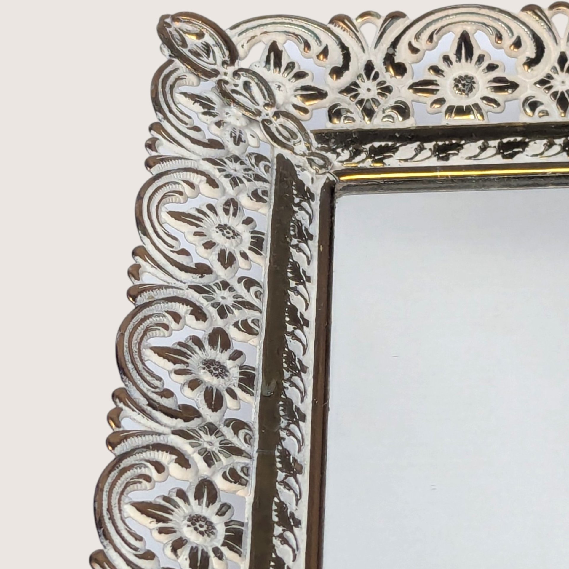 Vintage Metal and Glass Mirrored Vanity Tray
