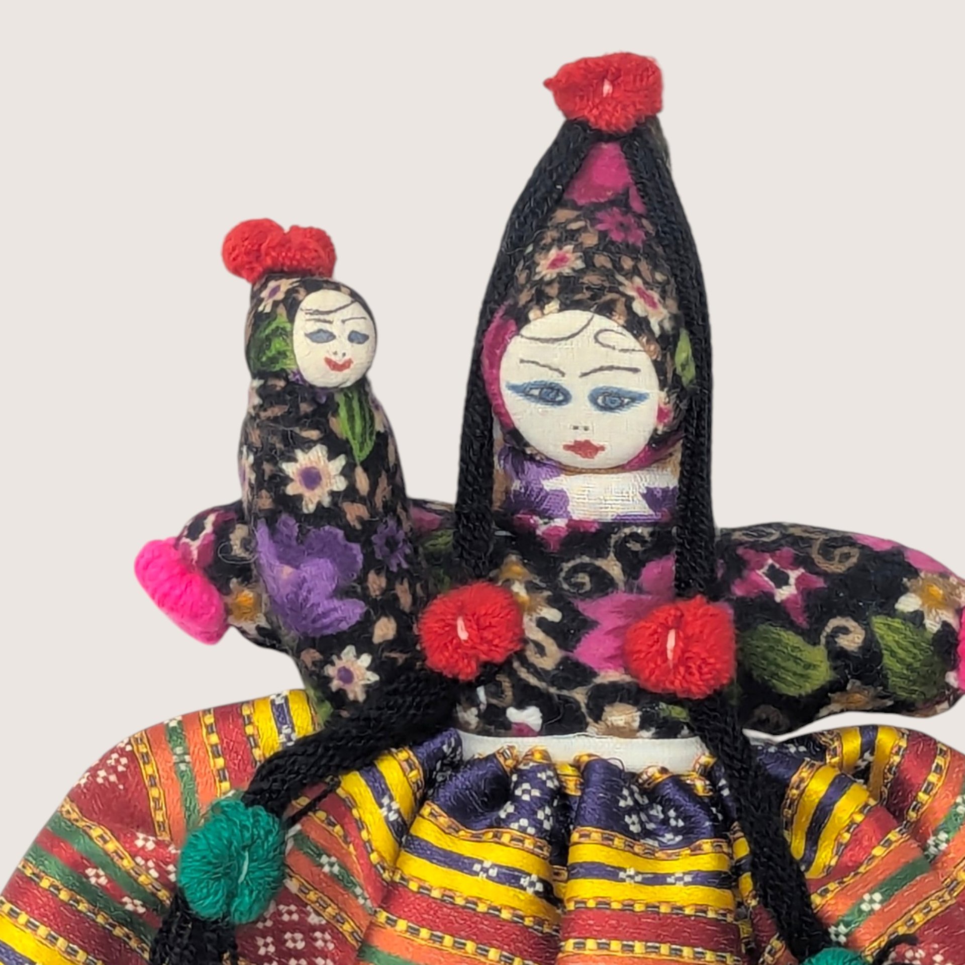 Vintage Handmade Folk Art Cloth Doll with Baby