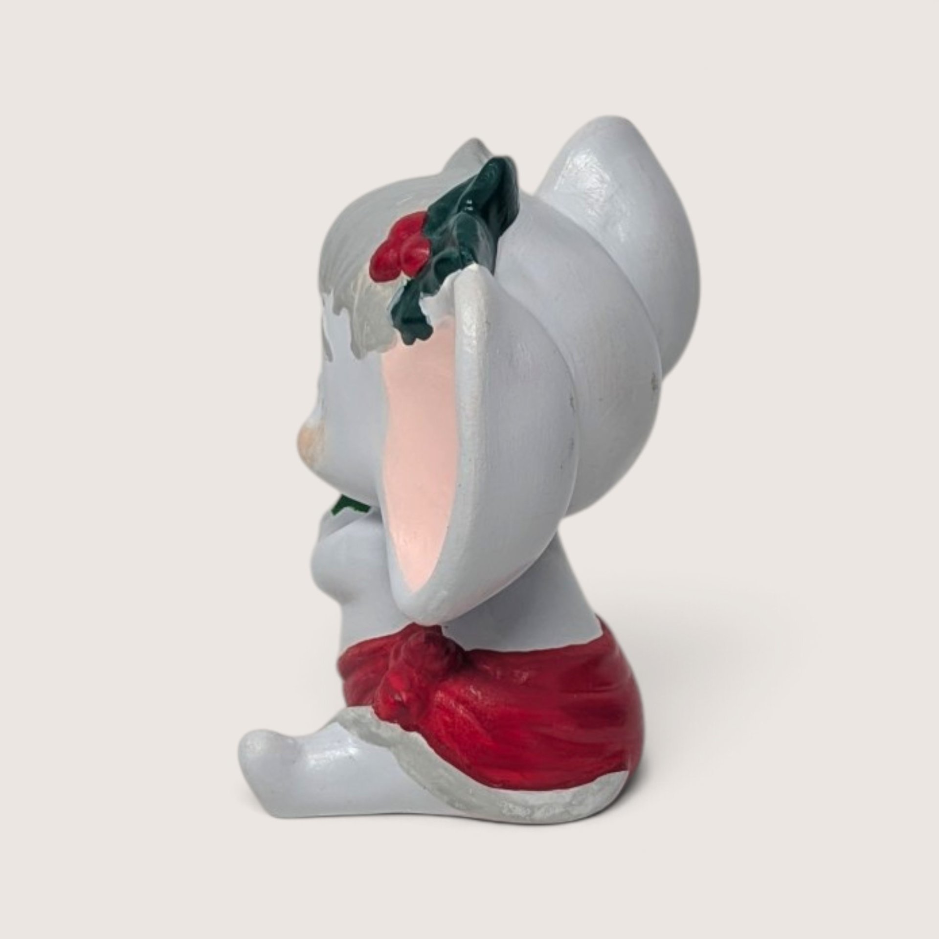 Vintage Handpainted Ceramic Christmas Mouse Figurine