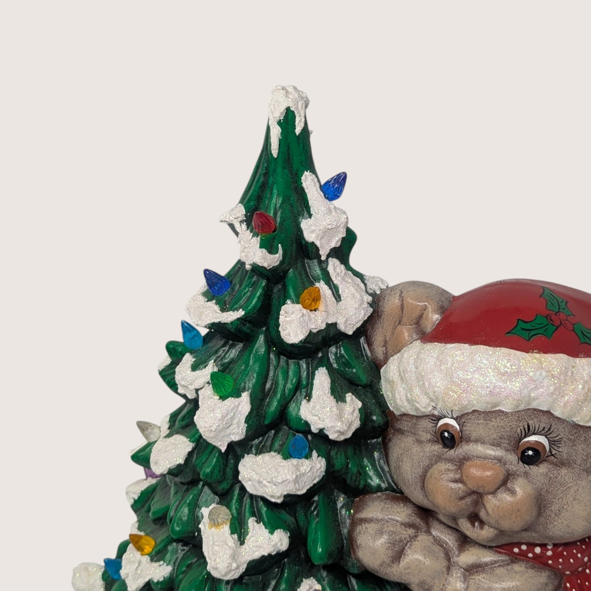 Vintage 1990s Ceramic Mouse Figurine Christmas Tree Decor