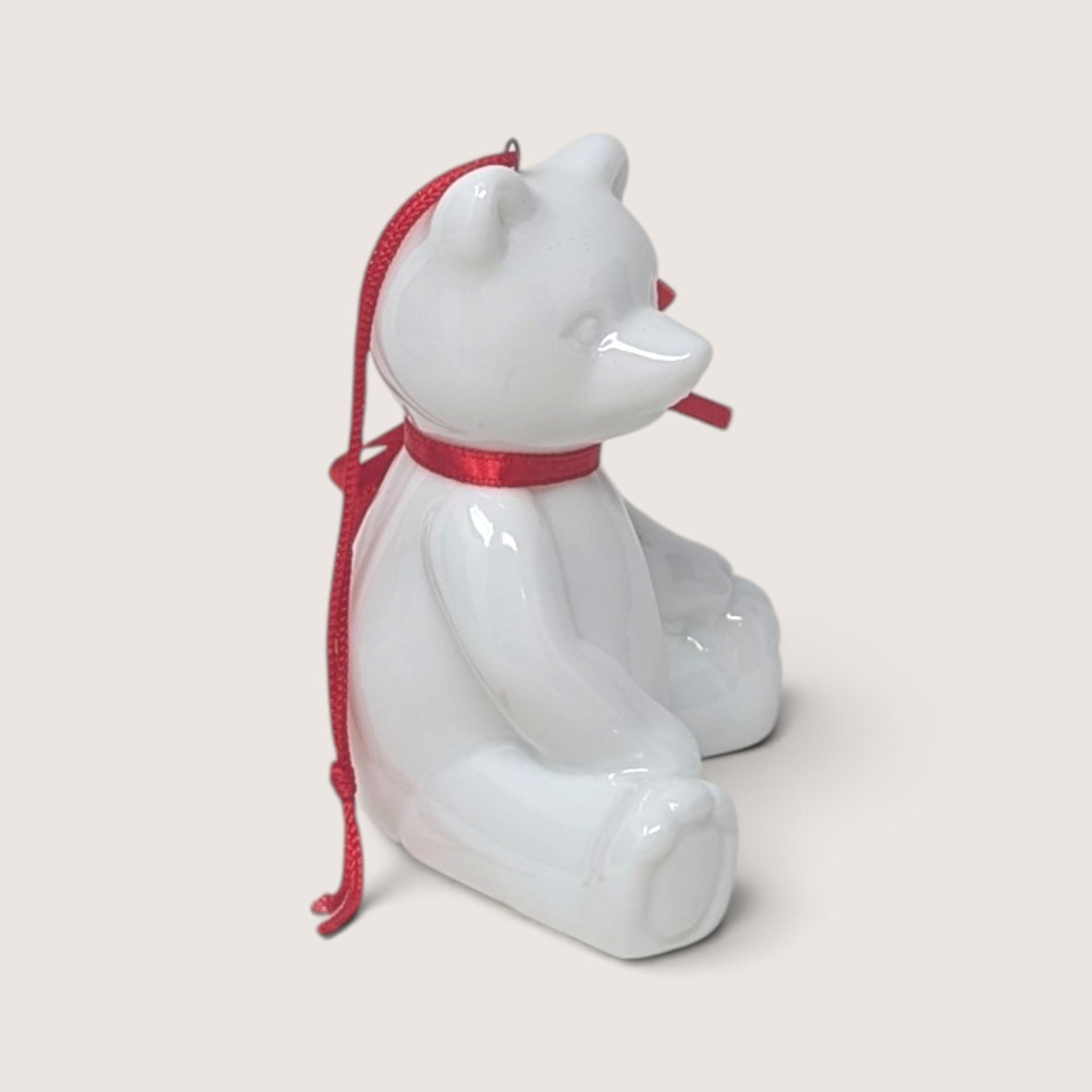 Vintage Dept 56 White Porcelain Teddy Bear Ornament