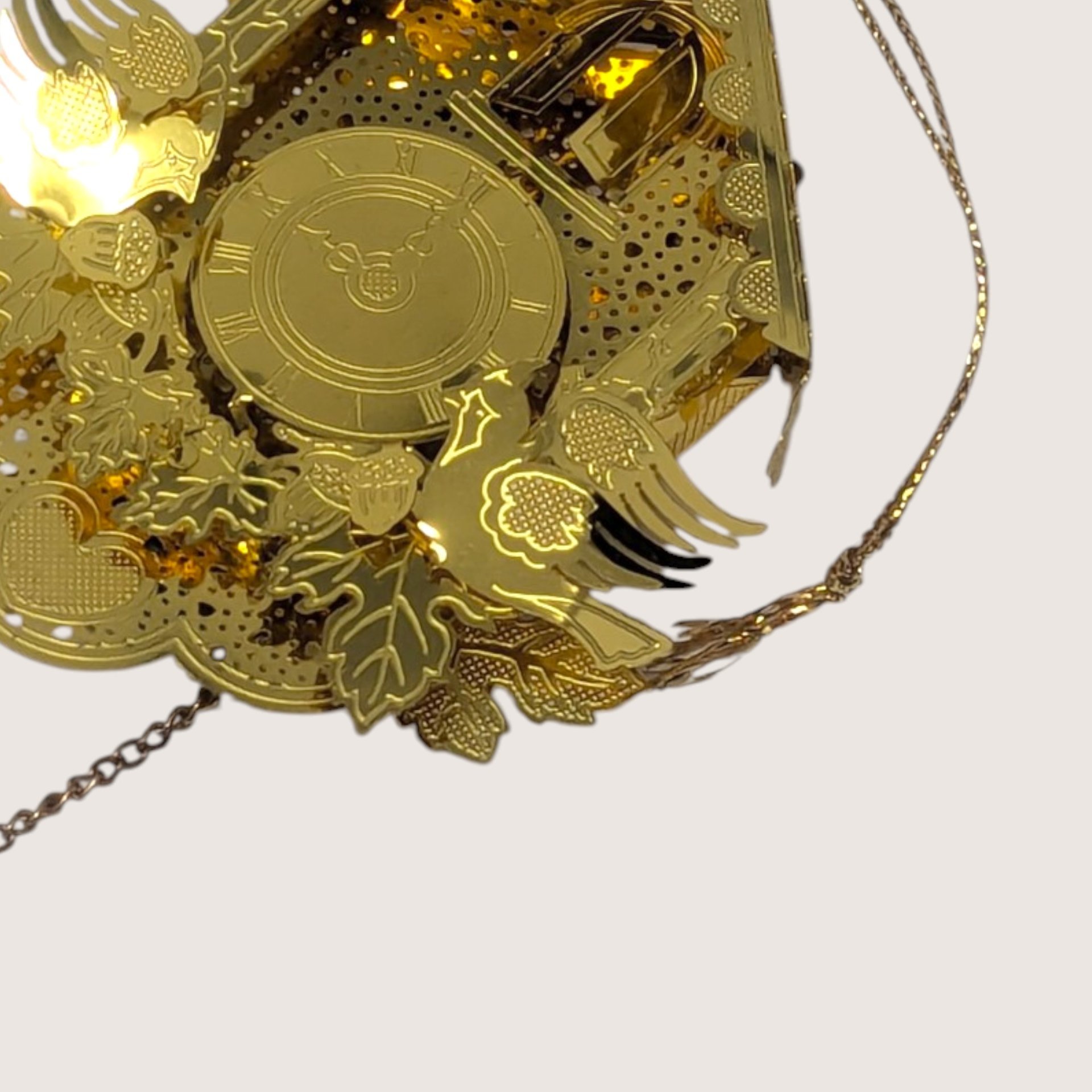 Vintage Brass Laser Cut Cuckoo Clock Christmas Ornament