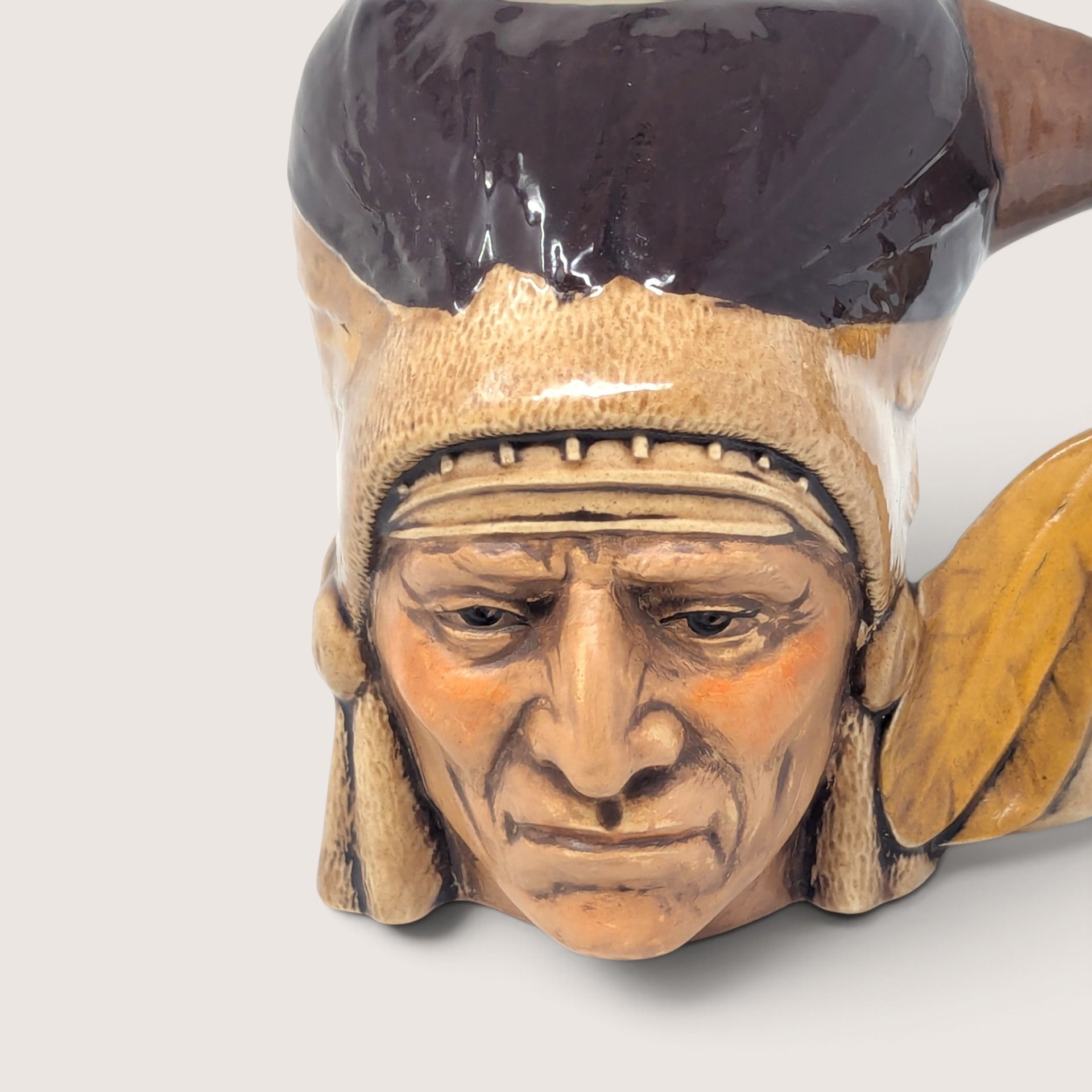Vintage 1980s Native American Chief Ceramic Mug