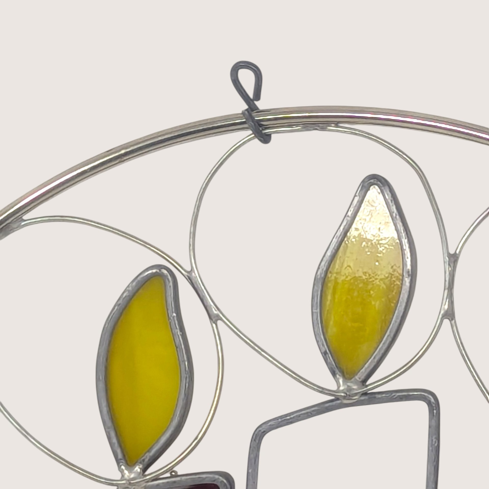 Vintage Stained Glass Christmas Candles Suncatcher