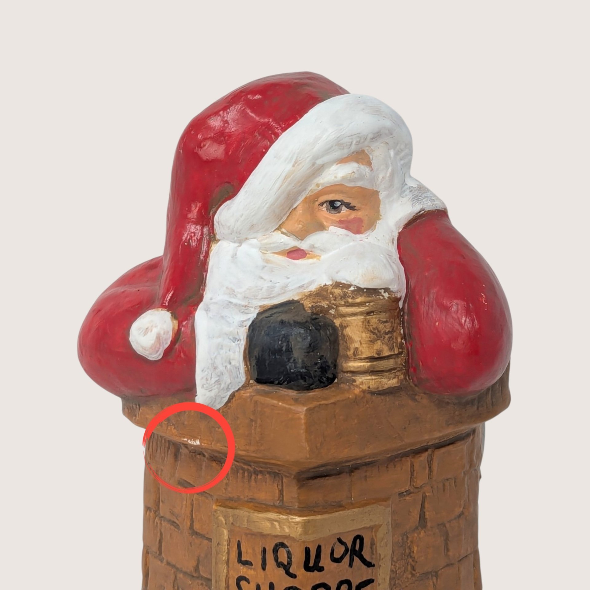 Vintage Ceramic Santa in Liquor Shoppe Chimney Figurine