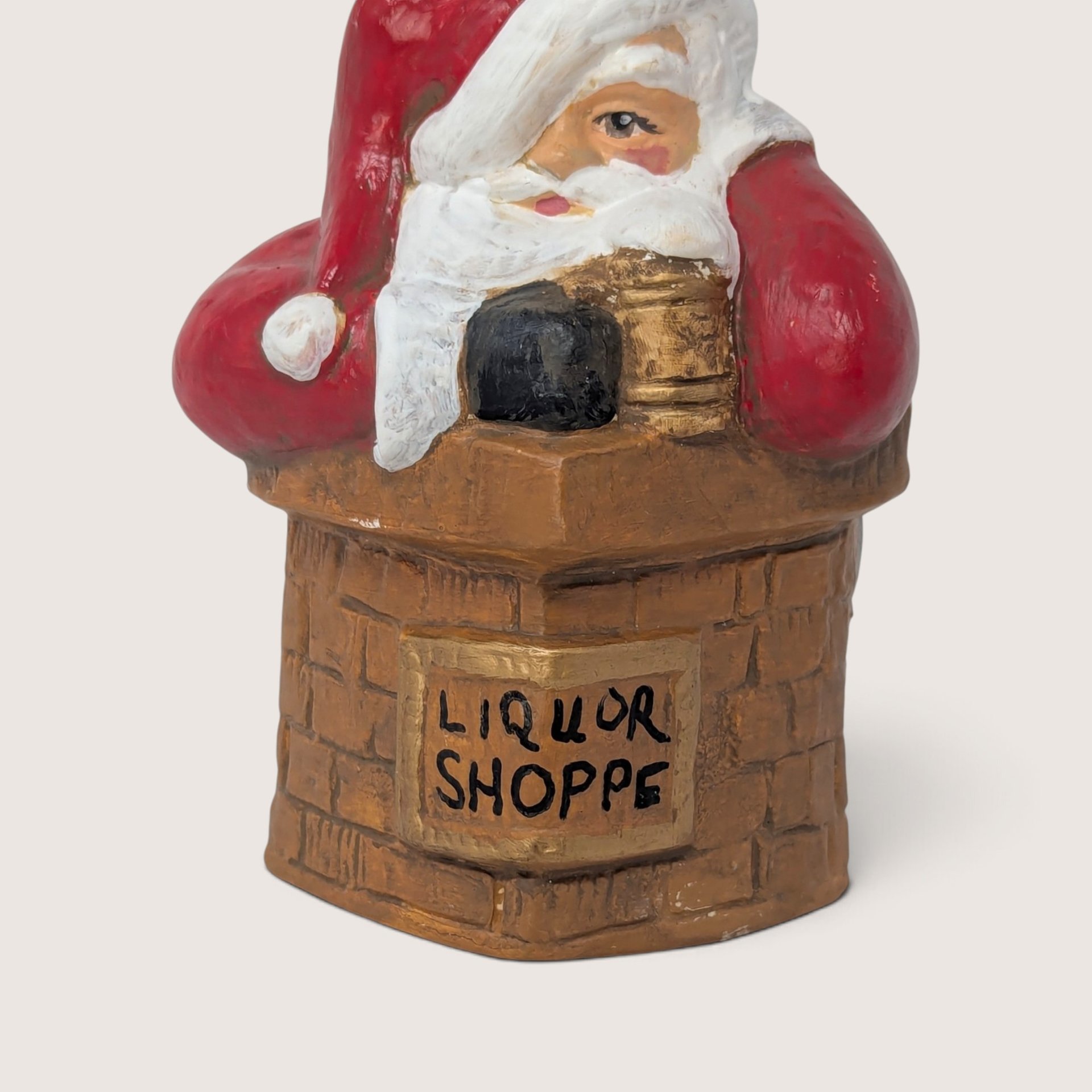 Vintage Ceramic Santa in Liquor Shoppe Chimney Figurine