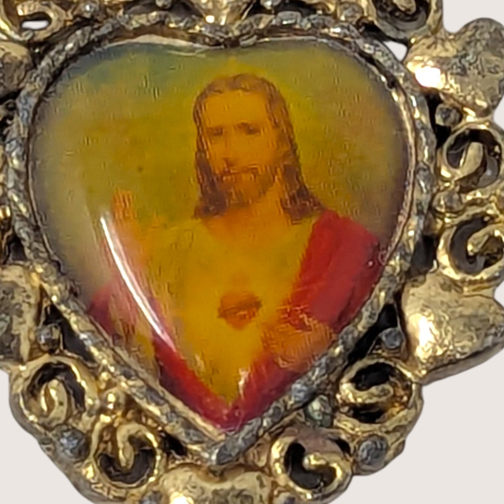 Vintage Sacred Heart Jesus Metal Pendant