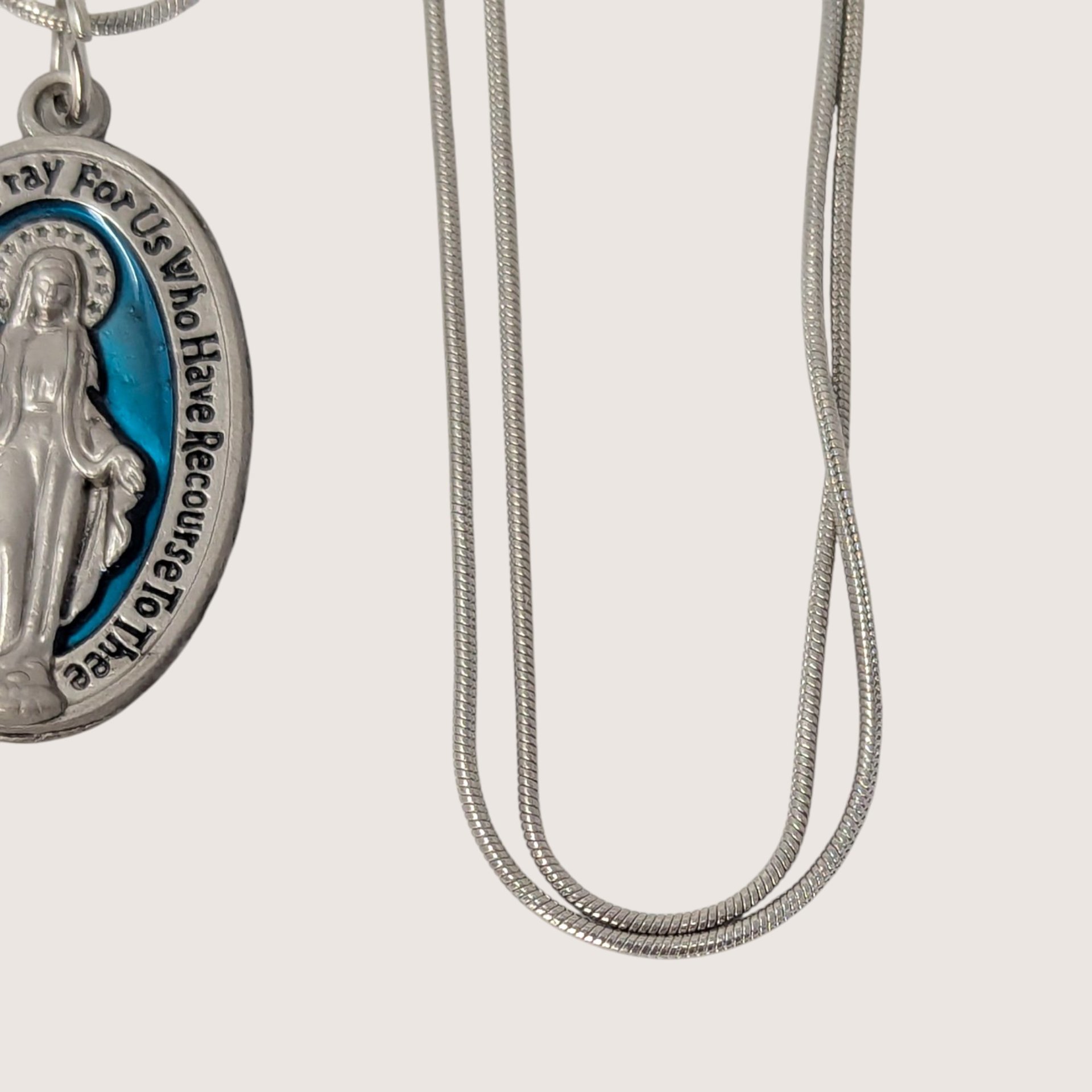Vintage Miraculous Medal Mary Pendant Necklace