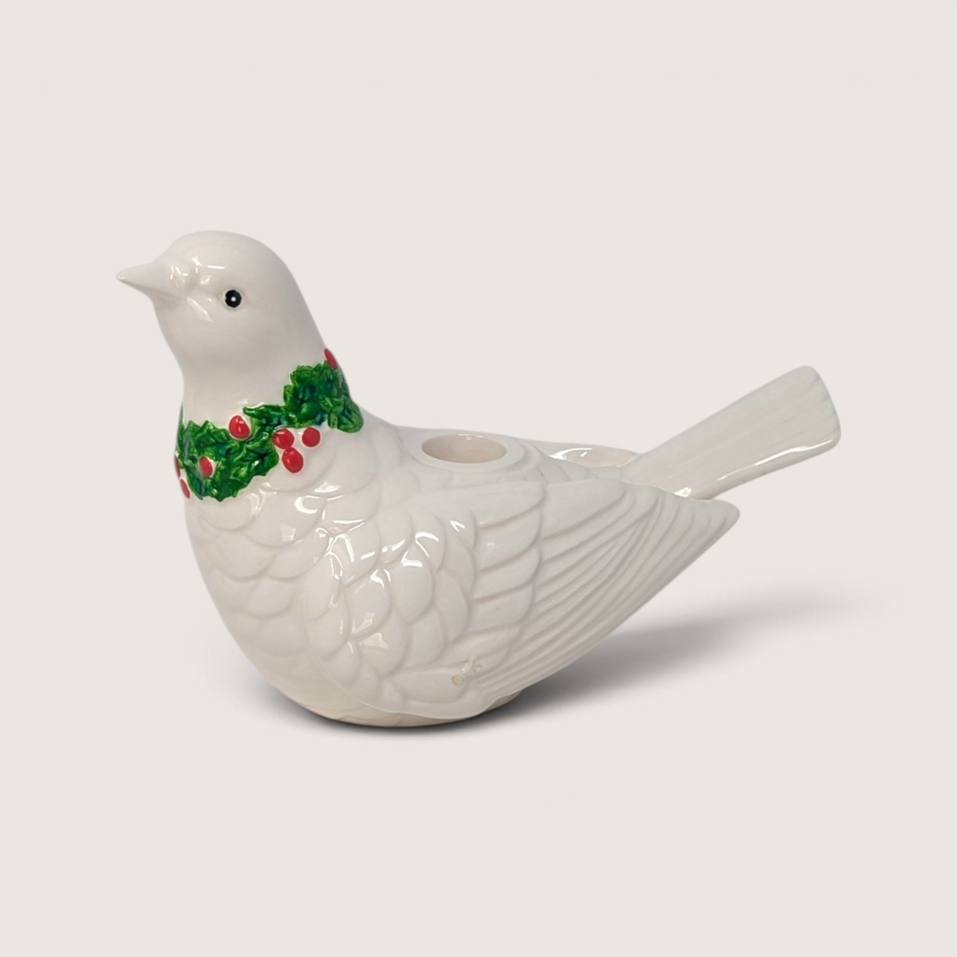 Vintage Fitz And Floyd Ceramic Christmas Dove Candle Holders