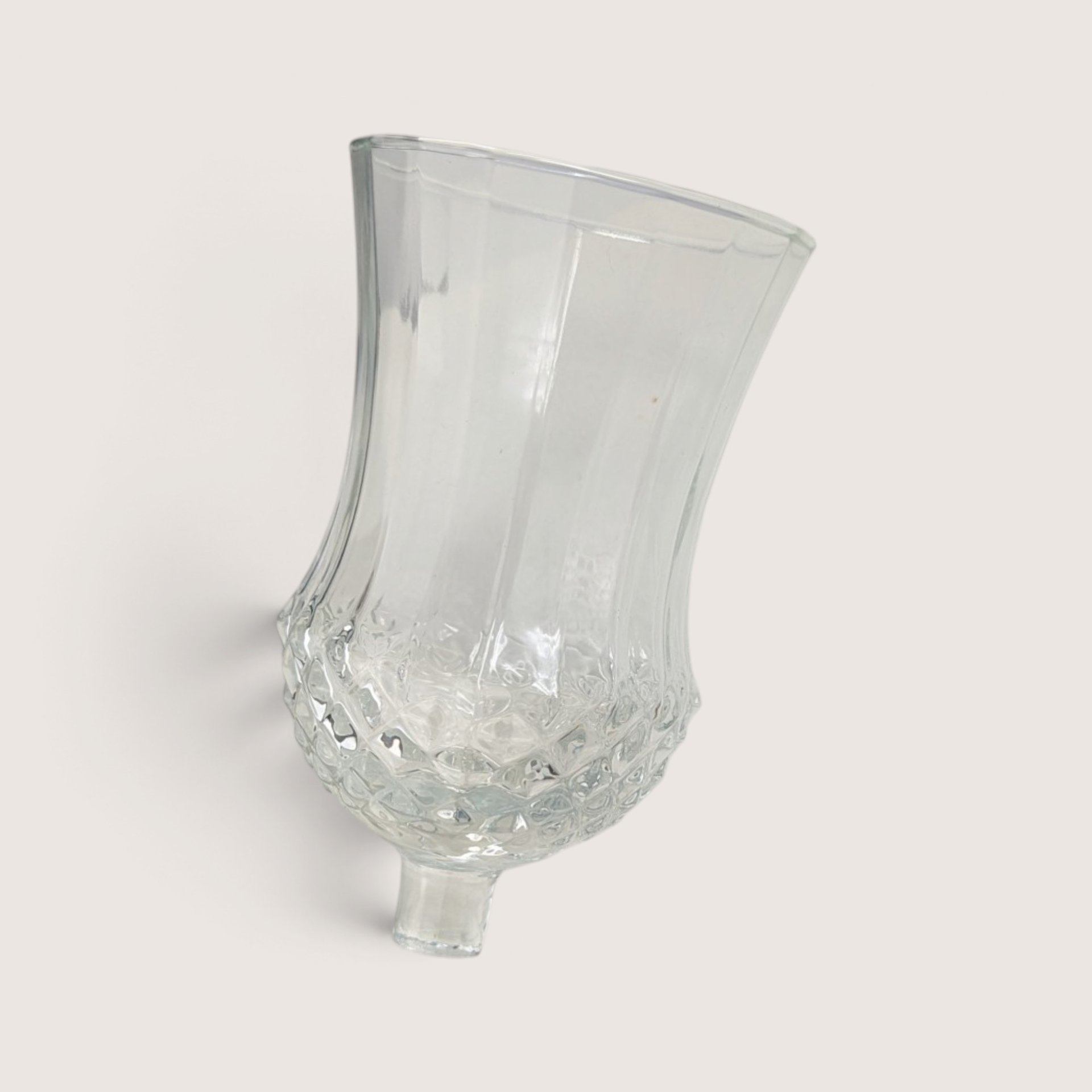 Vintage Clear Glass Peg Votive Candle Holder Pair