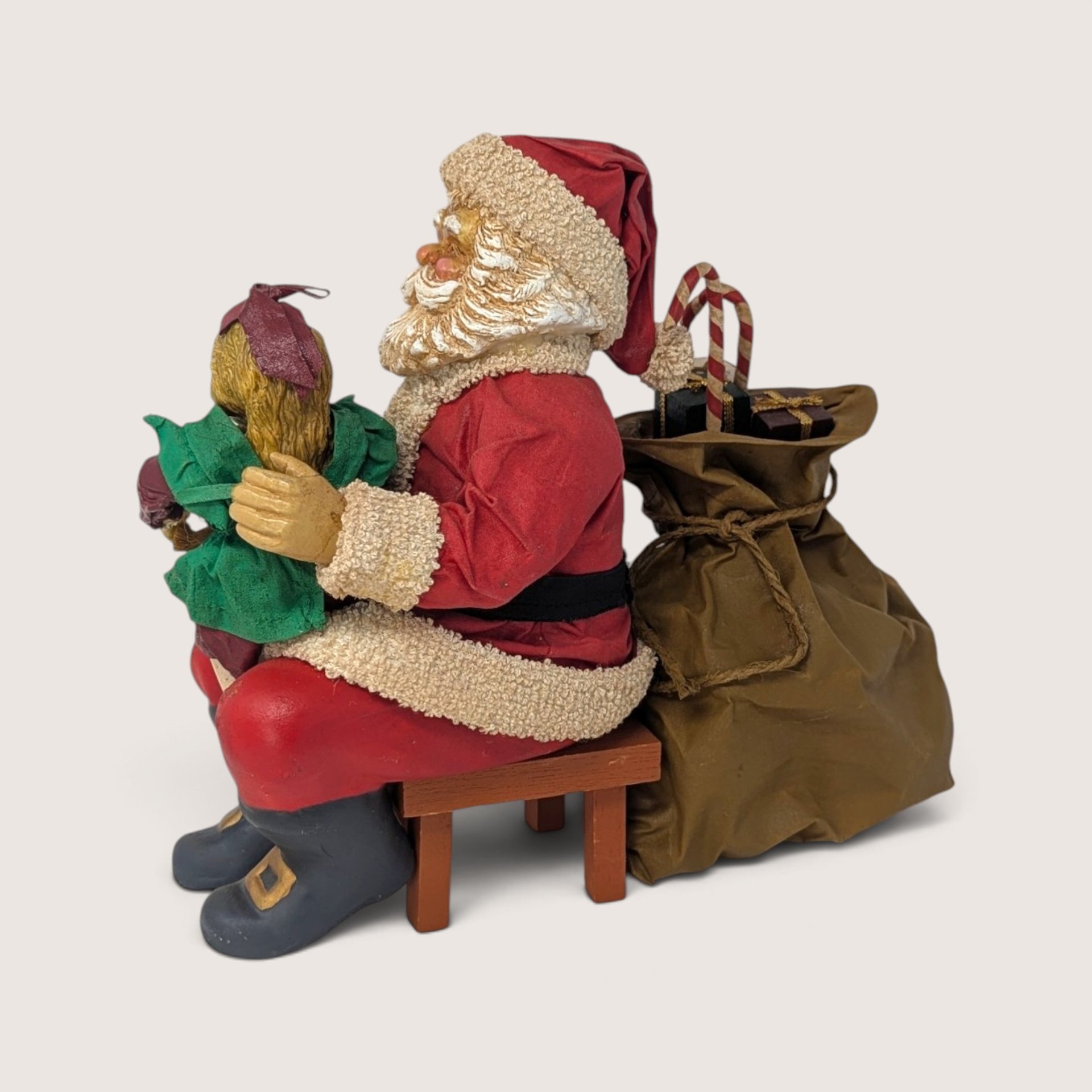 Vintage Santa With Child Resin Figurine