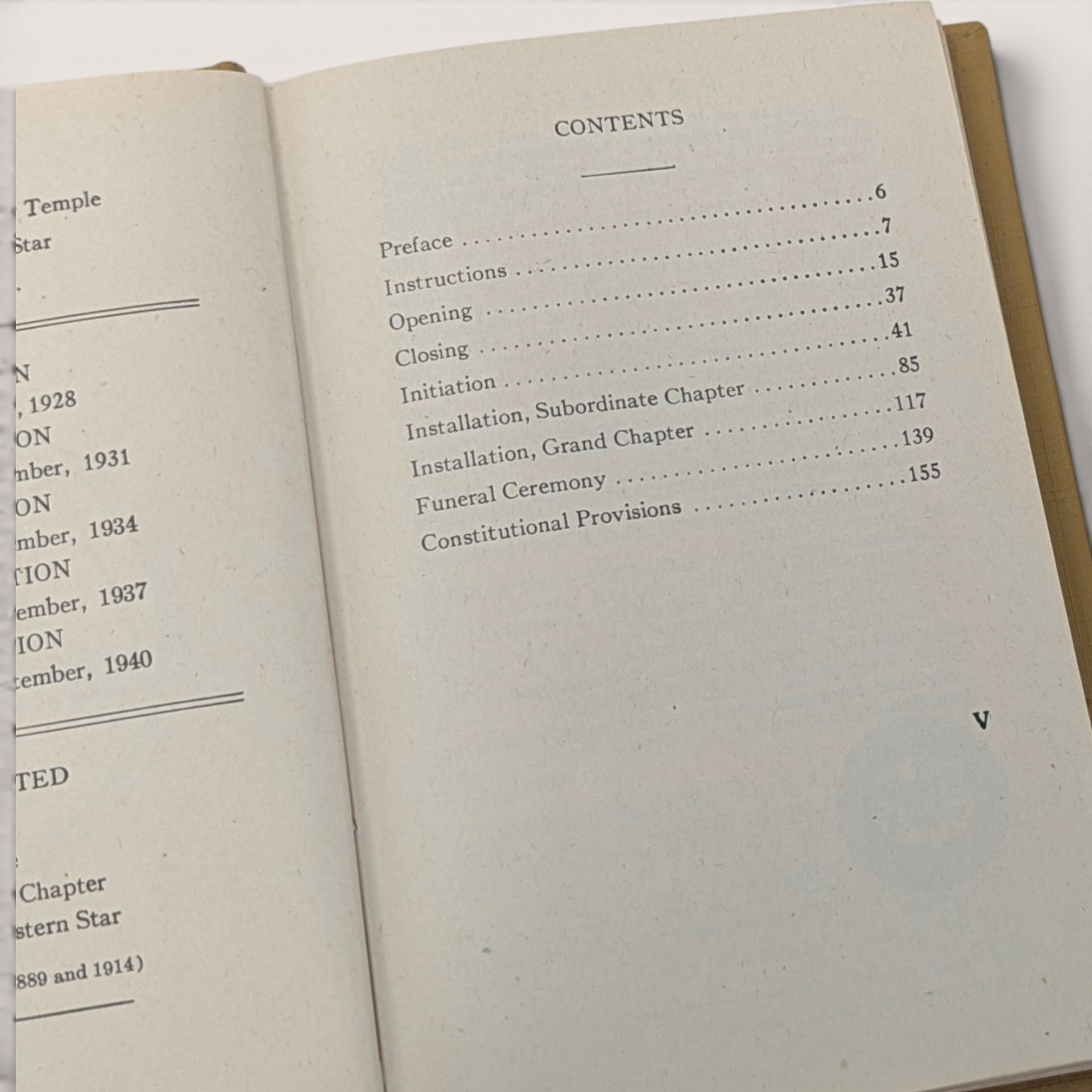 1940 New Ritual Order Of The Eastern Star Hardcover Book