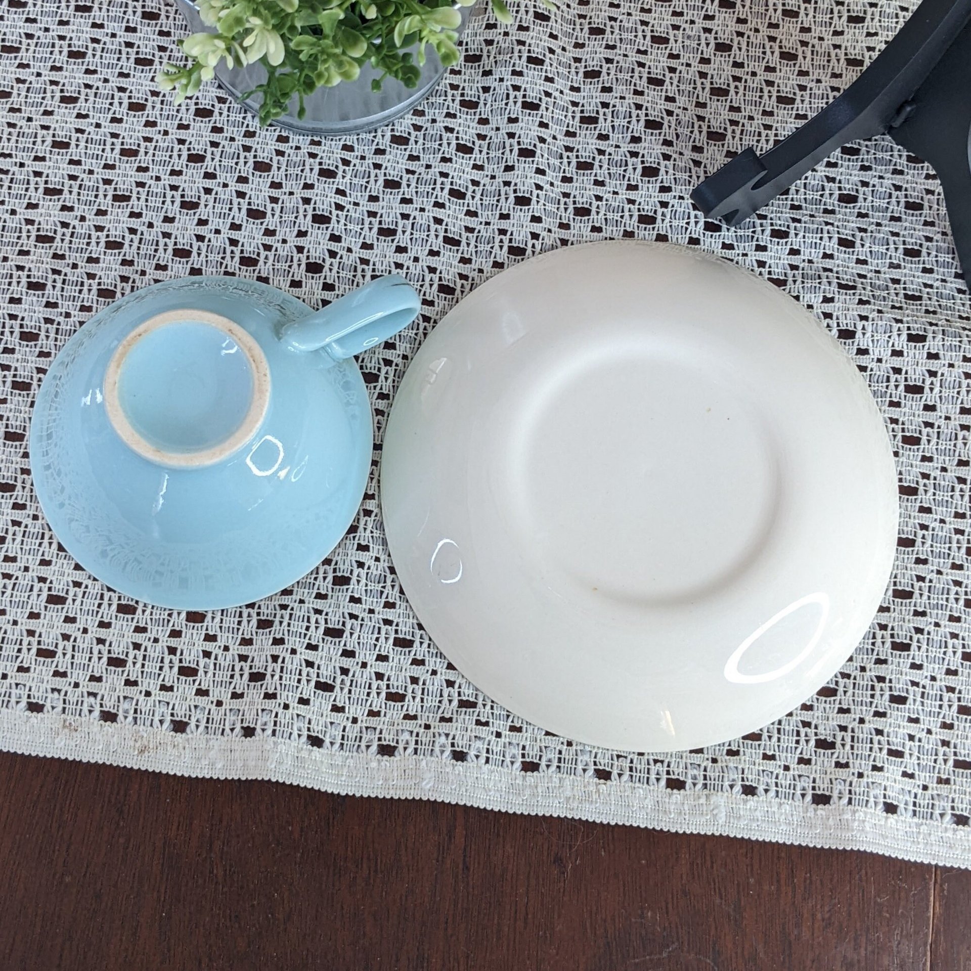 Vintage 1958 Taylor Smith Blue Dandelion Cup and Saucer Set