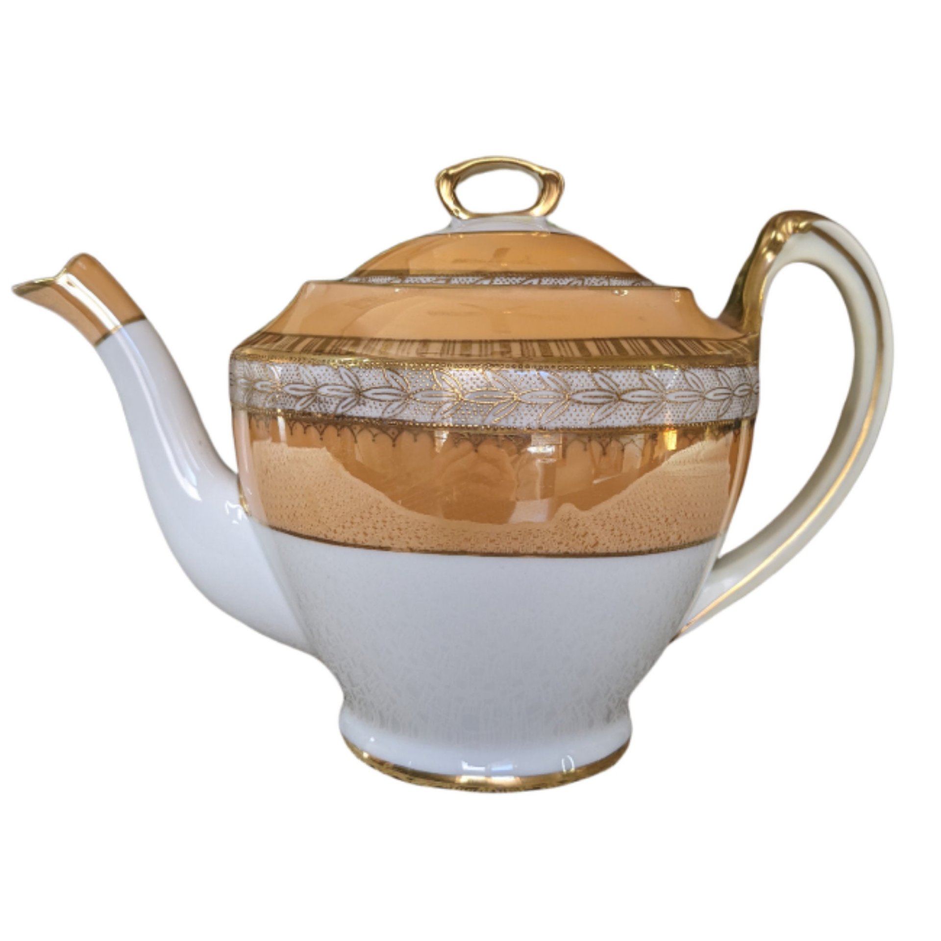 1918 Antique Noritake Teapot & Lid - Amber Pattern