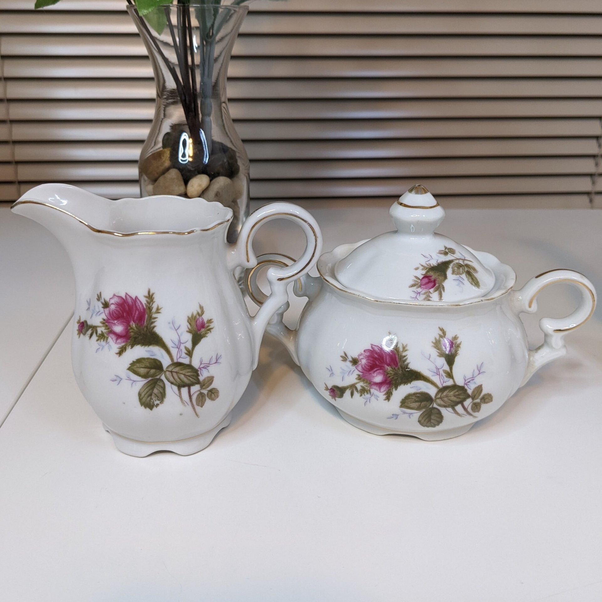 1950s Vintage Rose Decorated Tea Set - 15 Pieces