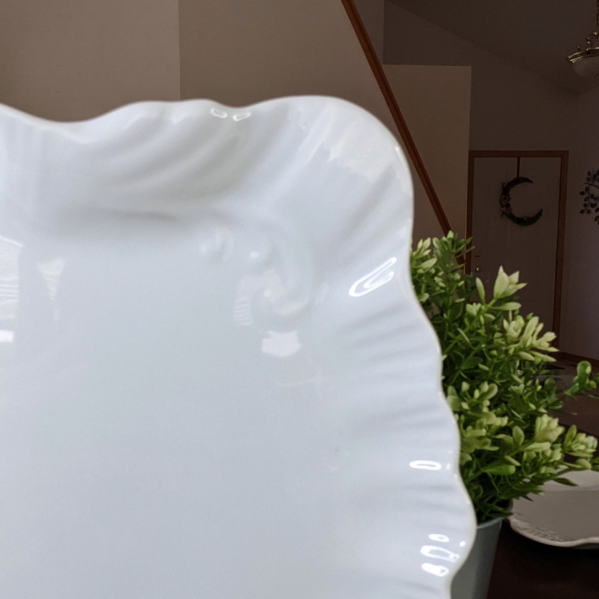 Vintage Milk Glass Rectangle Dresser Trinket Tray