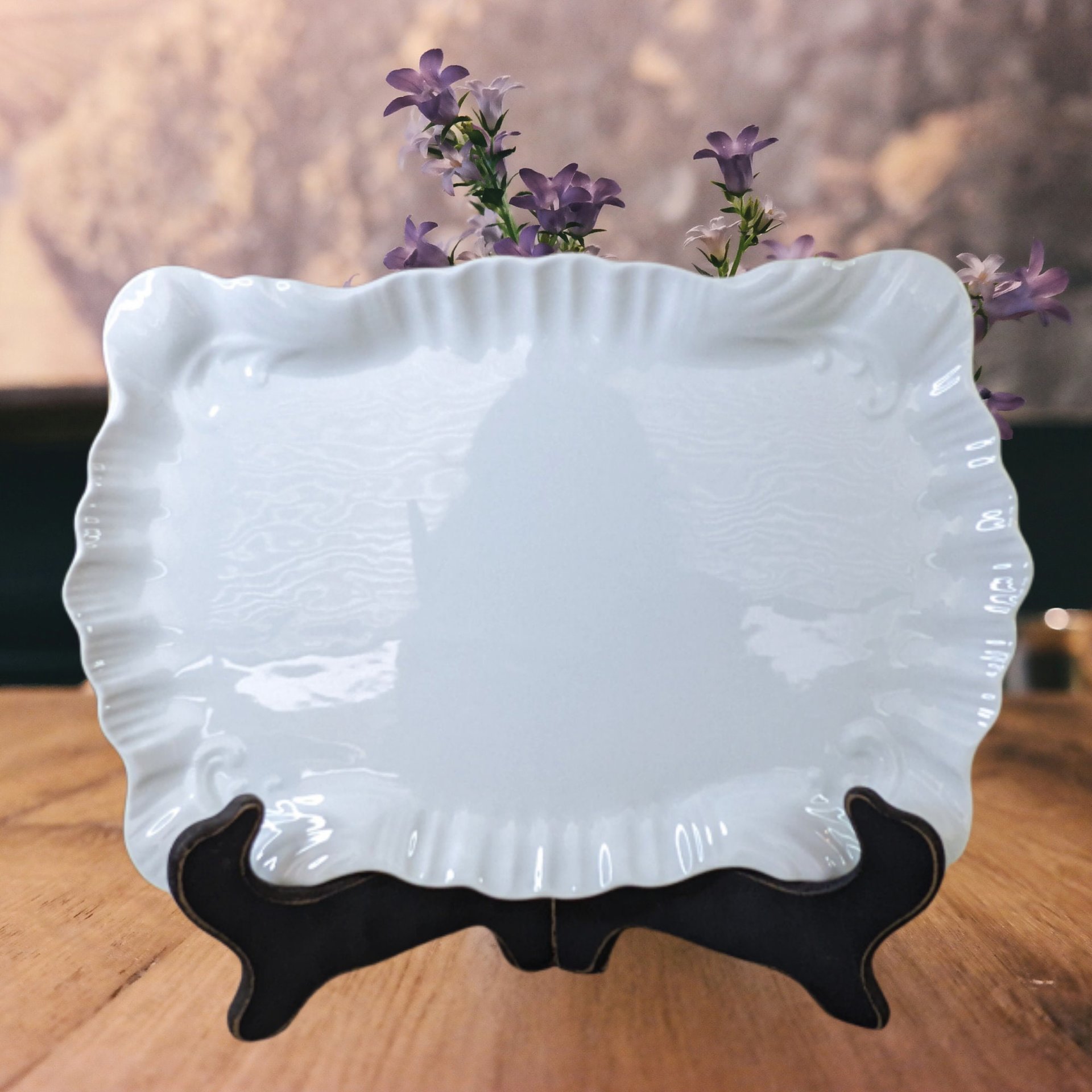 Vintage Milk Glass Rectangle Dresser Trinket Tray