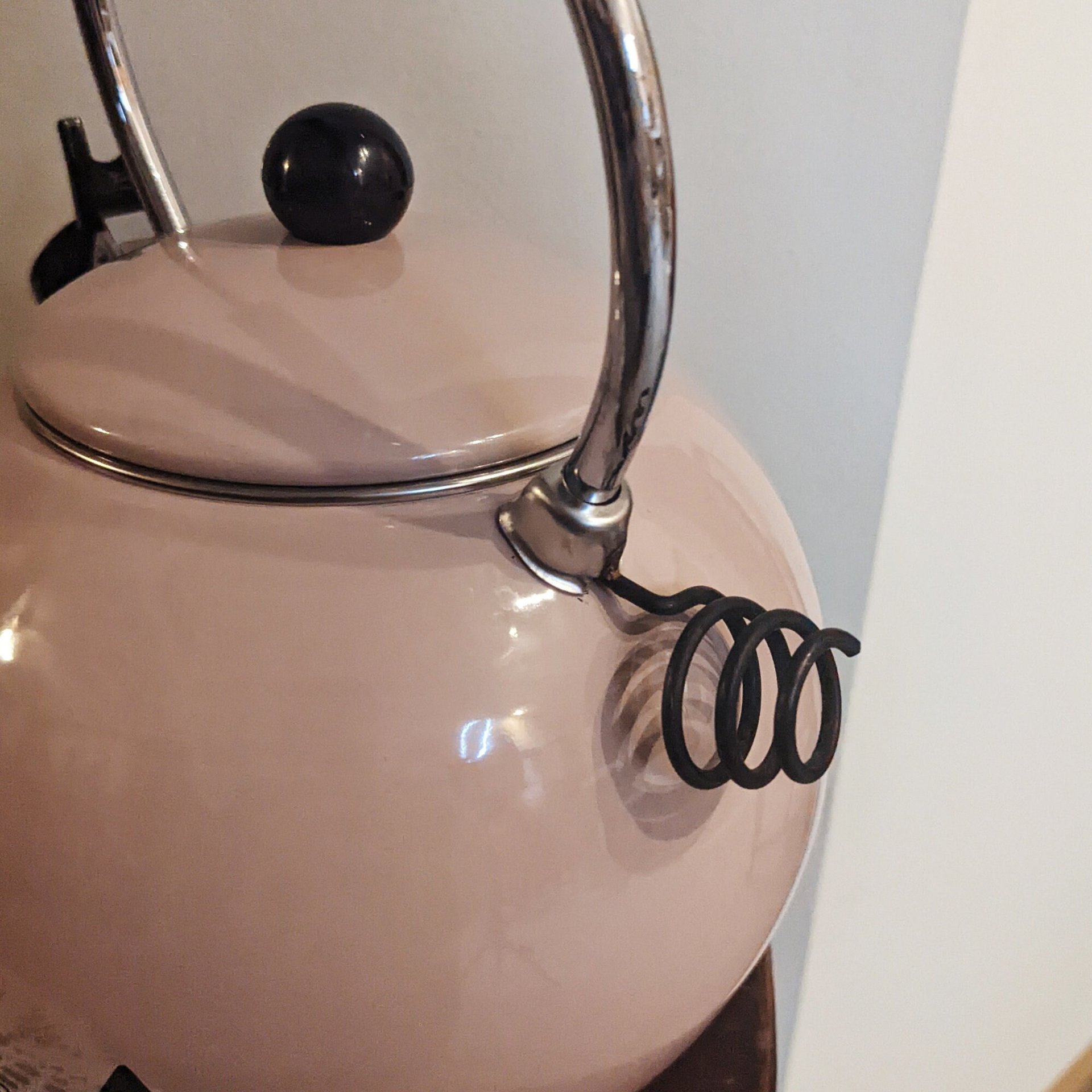 Vintage Kamenstein Pink Pig Whistling Teapot Enamel Whimsical Tea Kettle