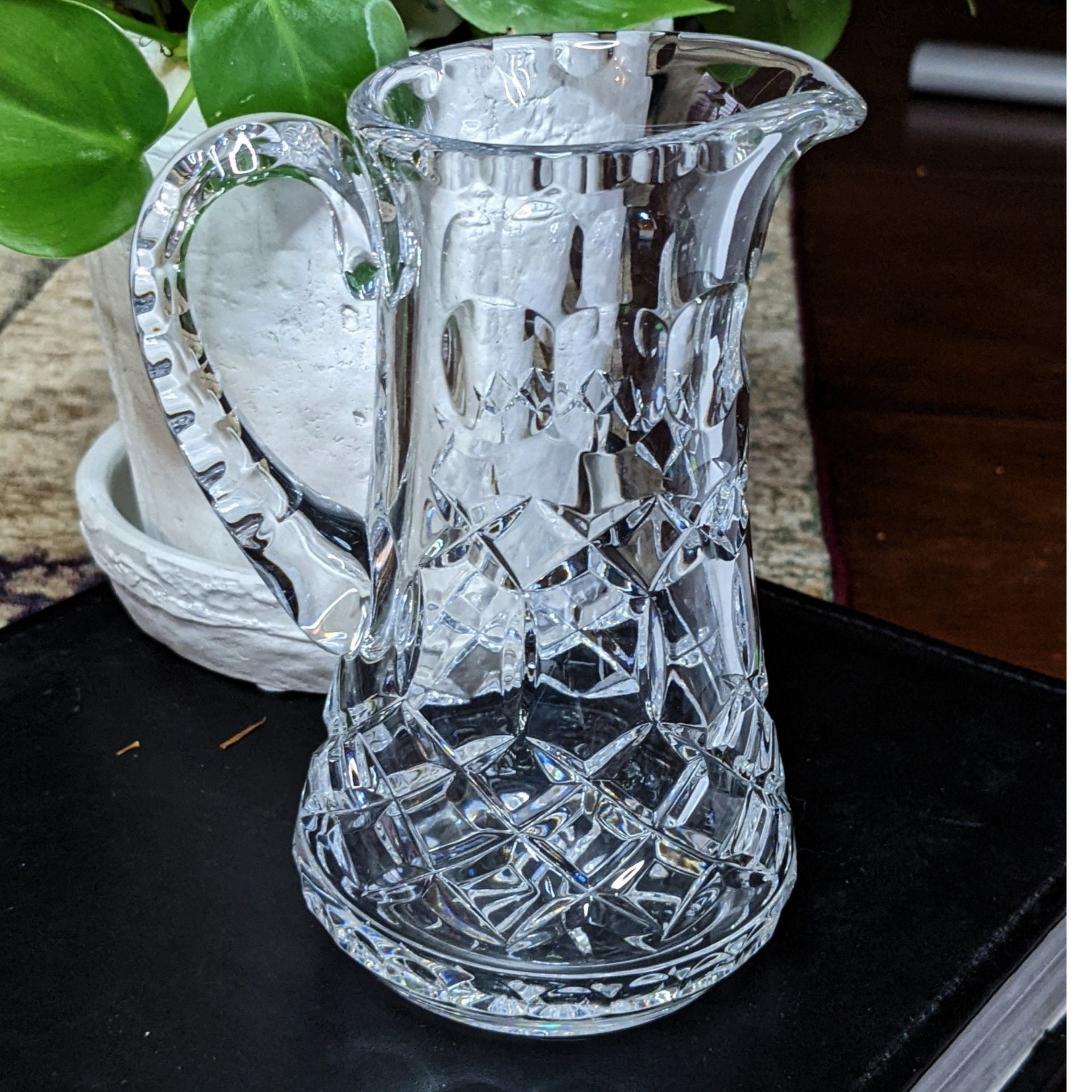 Vintage Small Crystal Glass Pitcher 5" Tall (Creamer/Syrup)