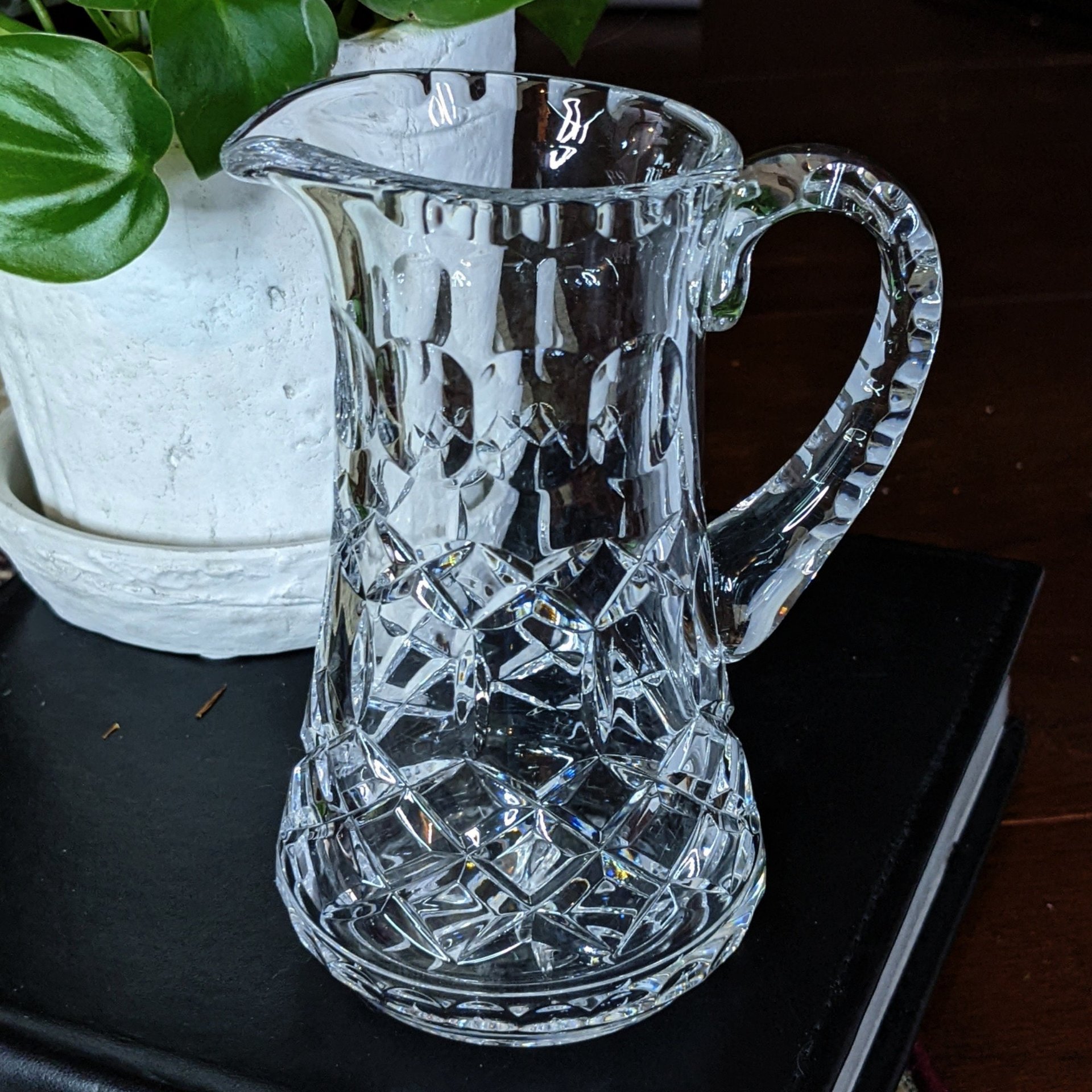 Vintage Small Crystal Glass Pitcher 5" Tall (Creamer/Syrup)