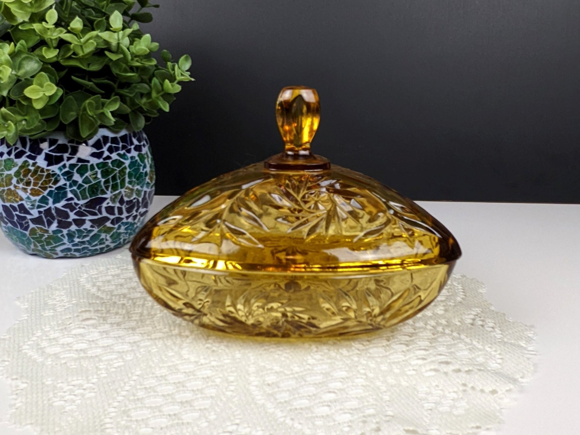 Vintage Hazel Atlas Gold Triangle Candy Dish