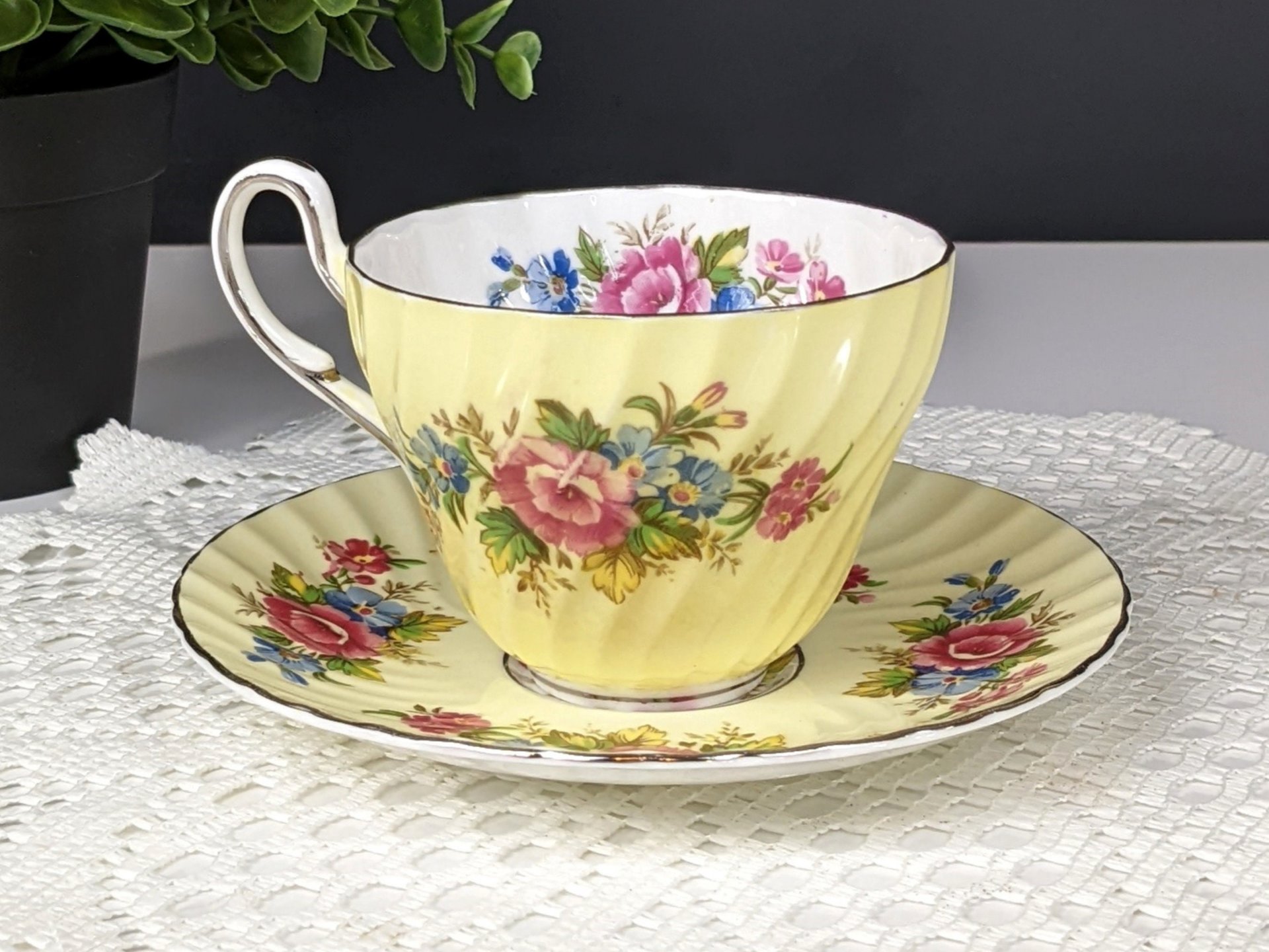 Foley Yellow Bone China Tea Cup and Saucer Set 1850