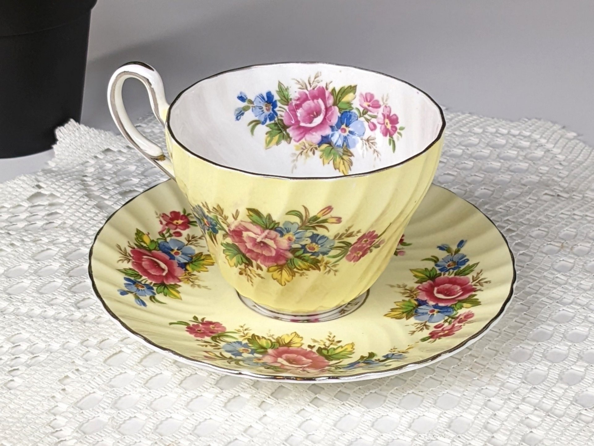 Foley Yellow Bone China Tea Cup and Saucer Set 1850