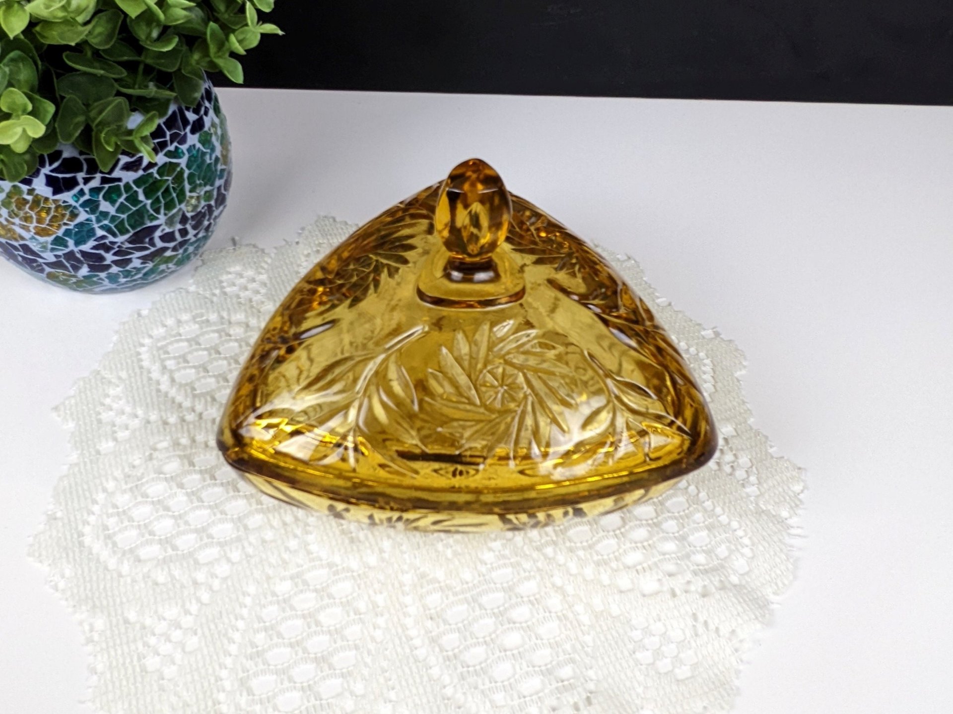 Vintage Hazel Atlas Gold Triangle Candy Dish