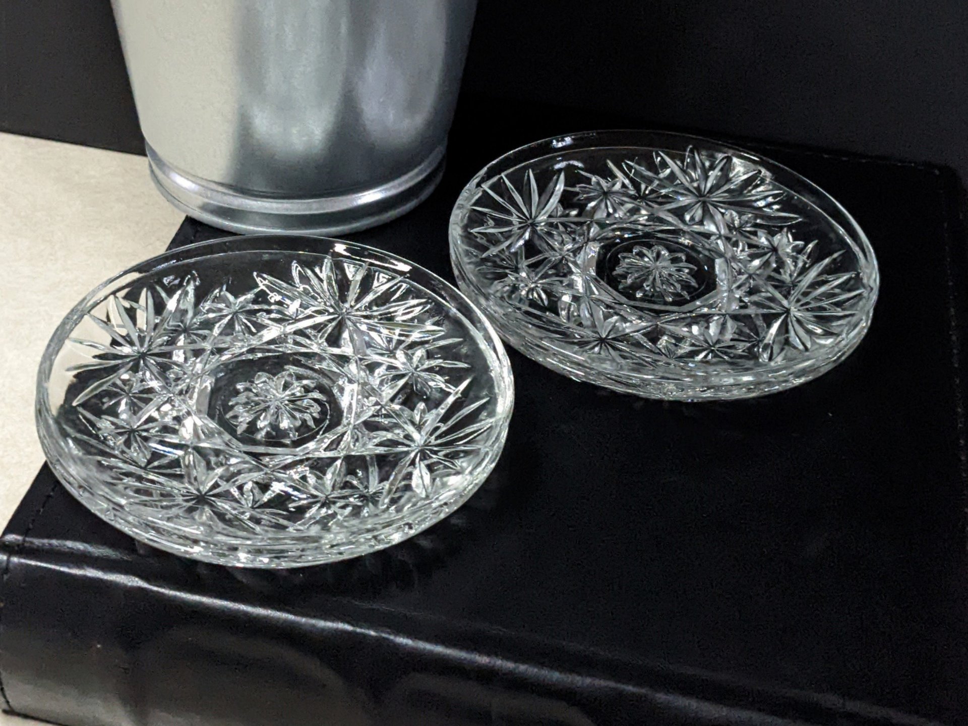 Set of 4 Vintage Anchor Hocking Prescut Clear Coasters