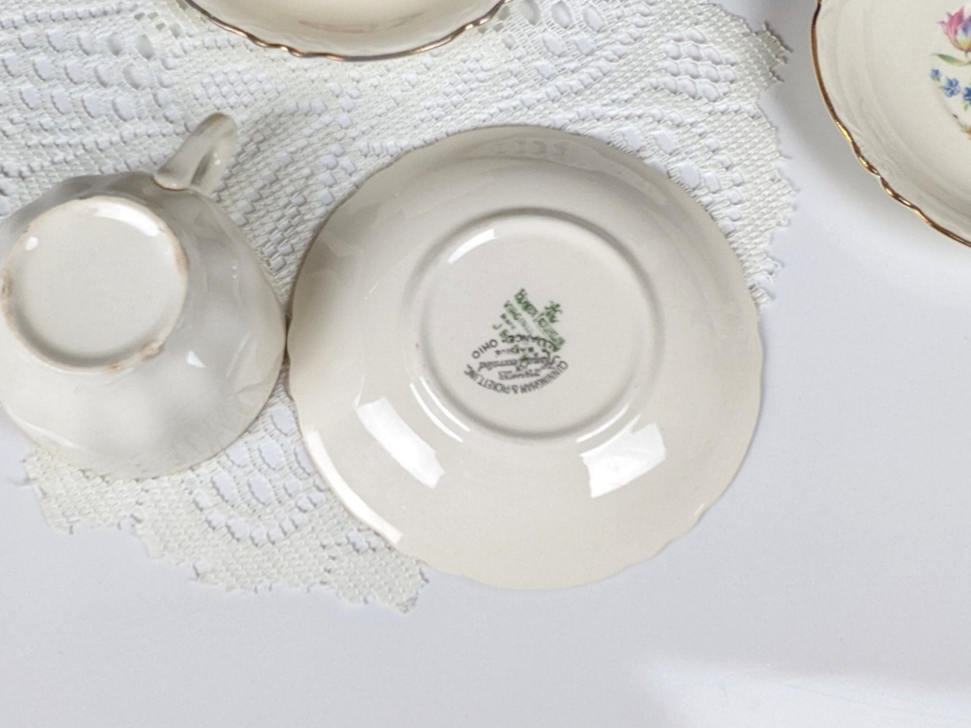 Set of 3 Wayside Vintage Homer Laughlin, Cunningham & Pickett Wayside Cups and Saucers