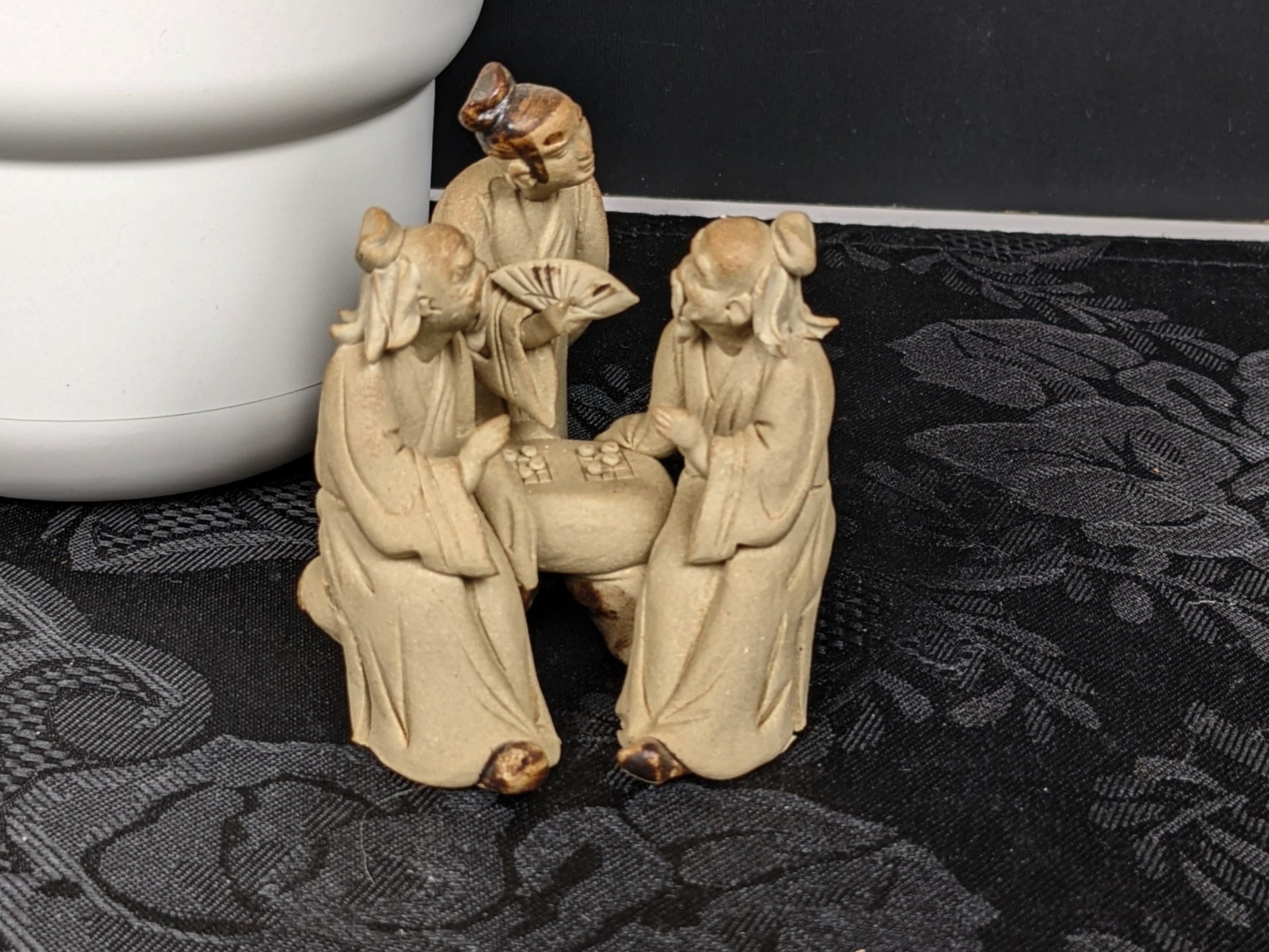 Set of 3 Vintage Chinese Mudman Clay Figurines