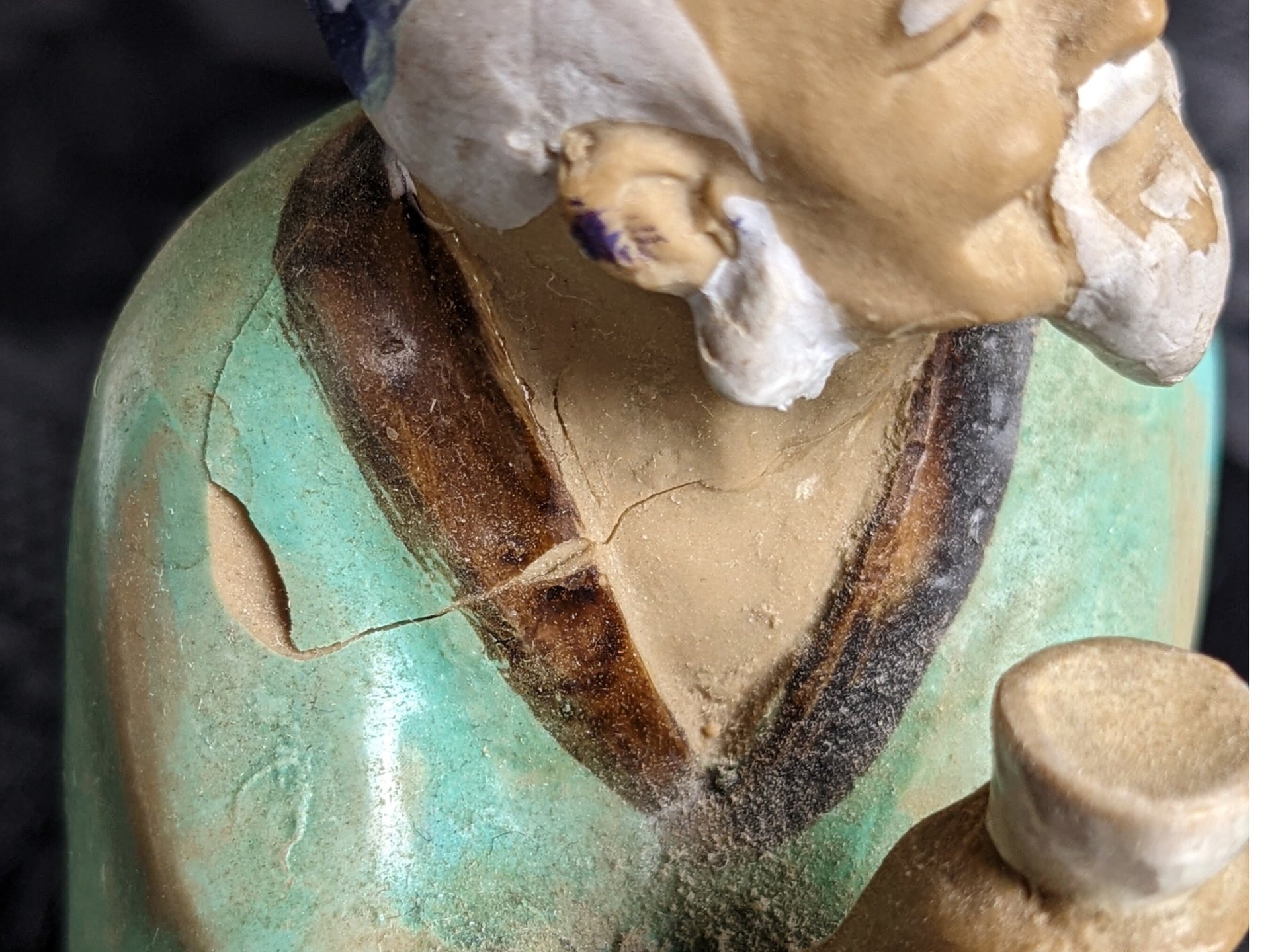 Vintage Chinese Shiwan Mudman in Green Shirt